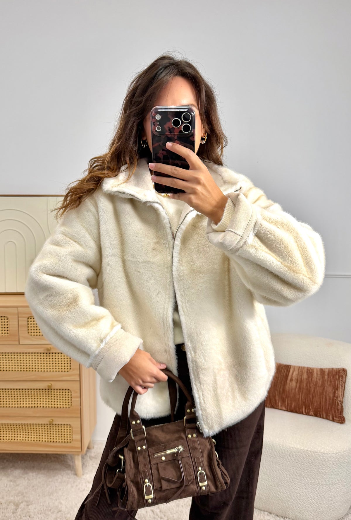 Manteau réversible doux Beige