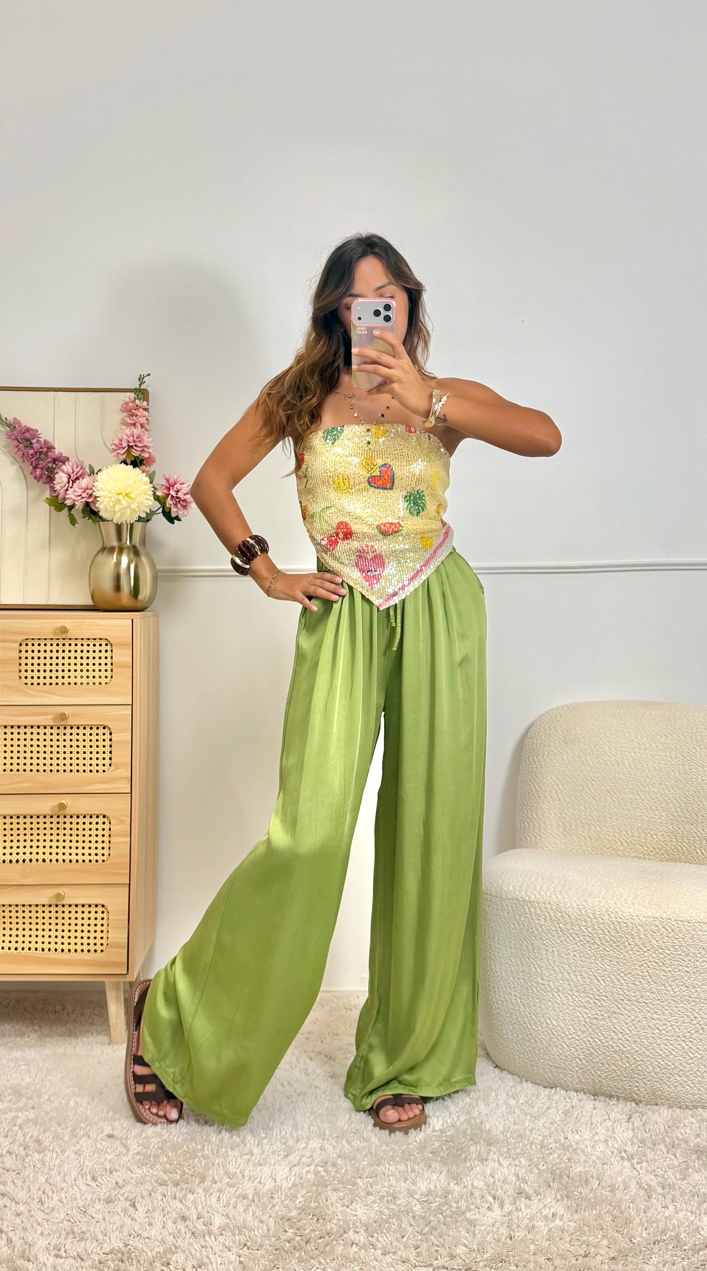 Pantalon Satiné olive