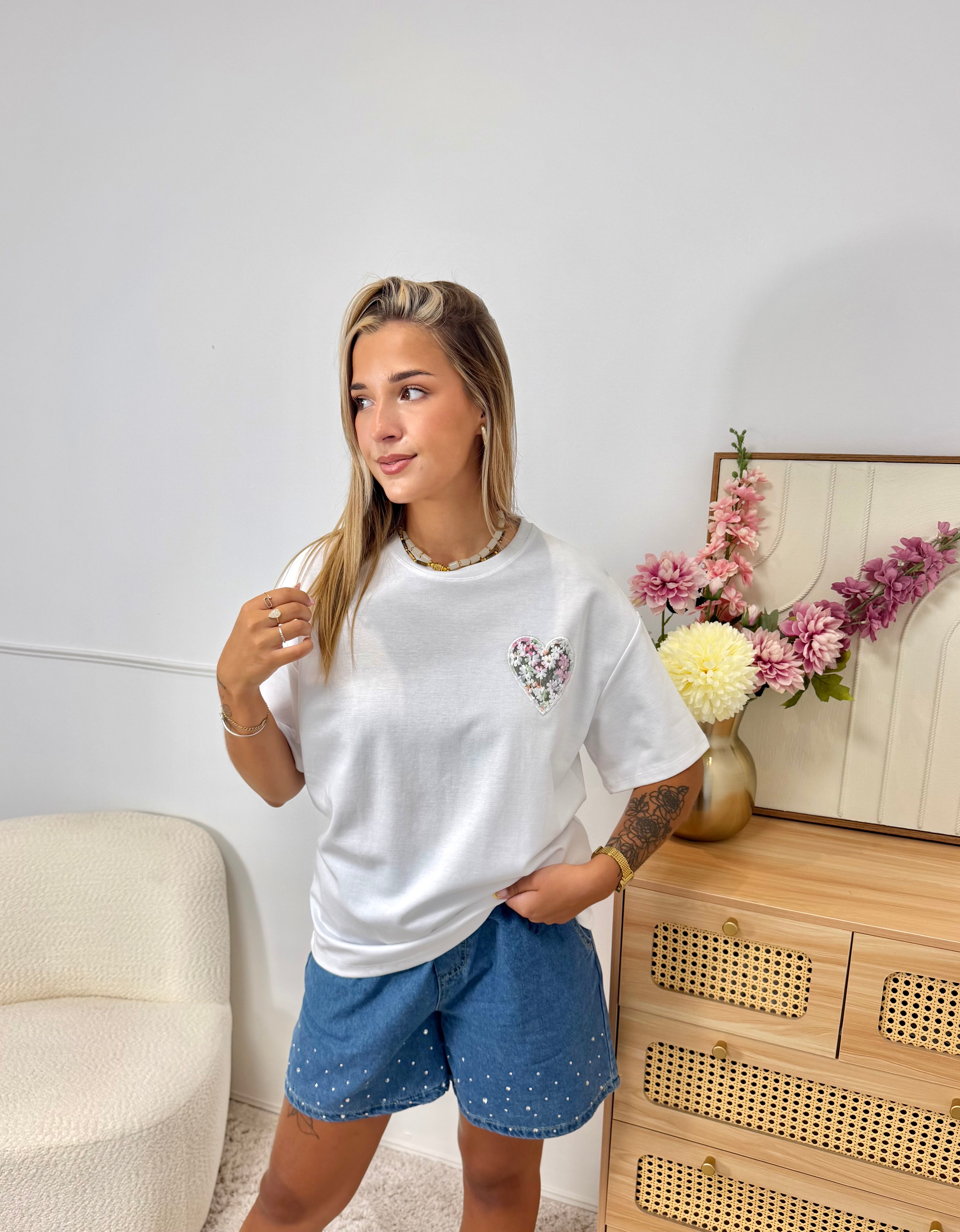 T-Shirt Cœur Fleuri