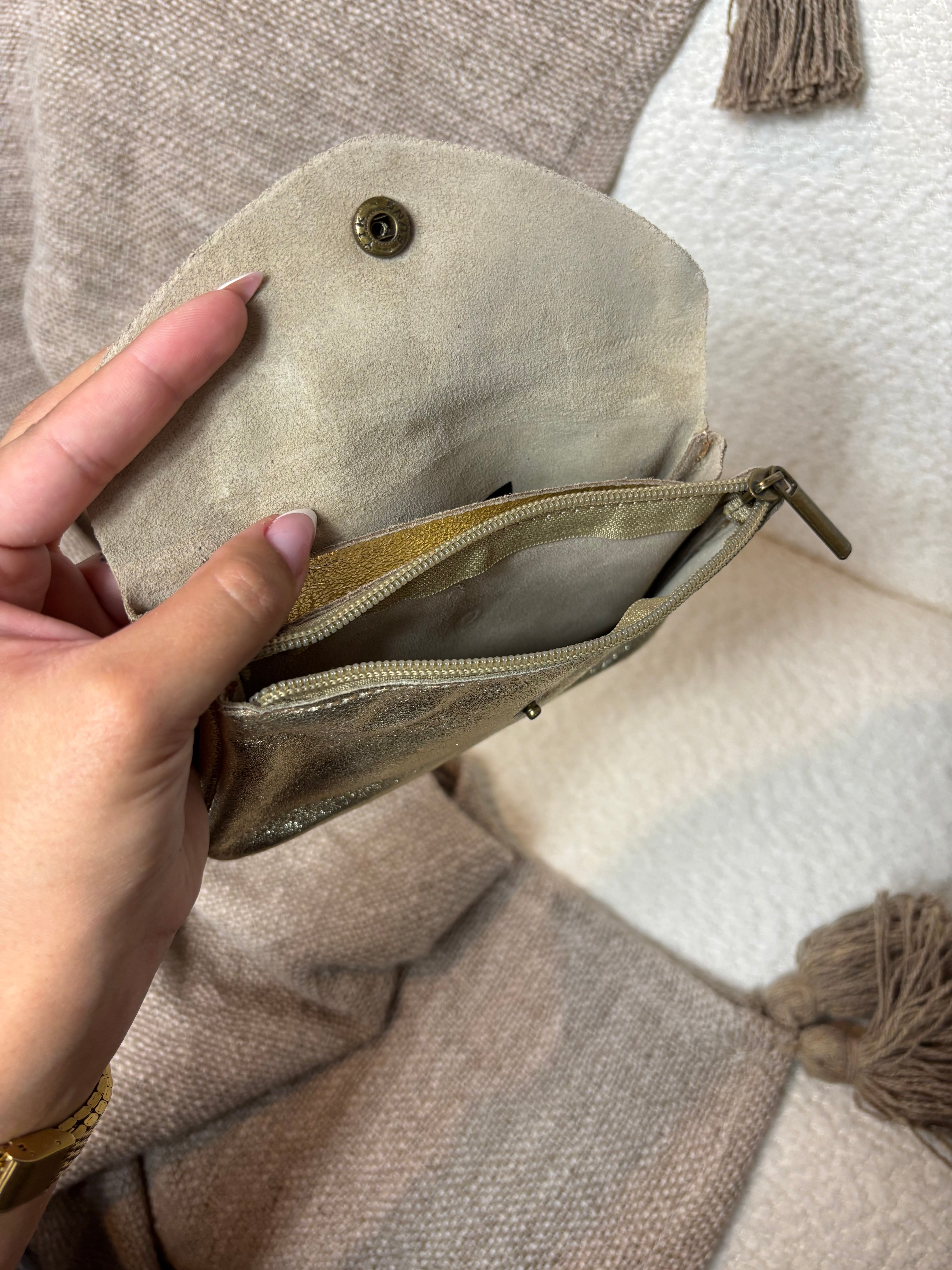 Porte Feuille 100% Cuir Dorée