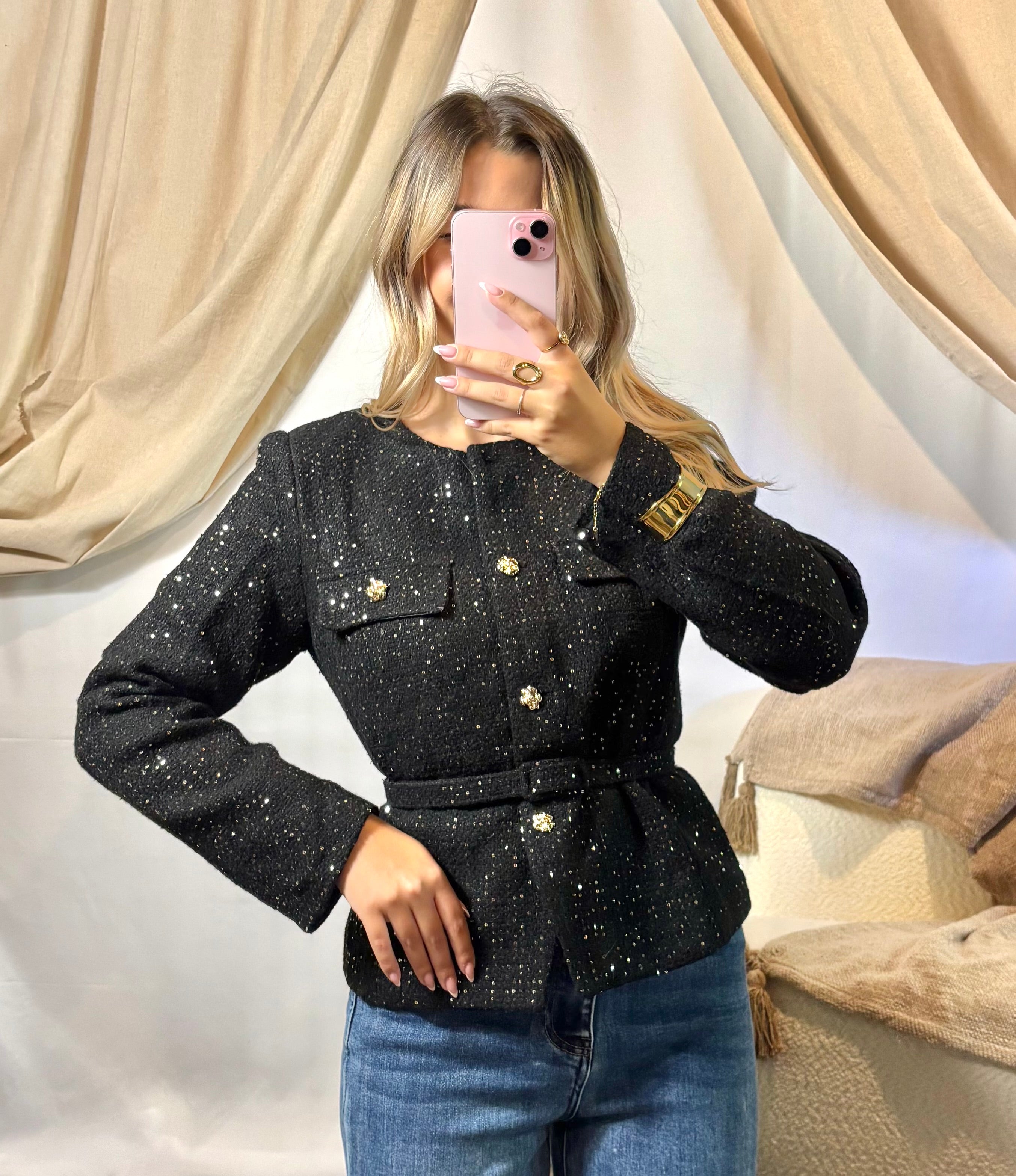 Veste Sequins Noir