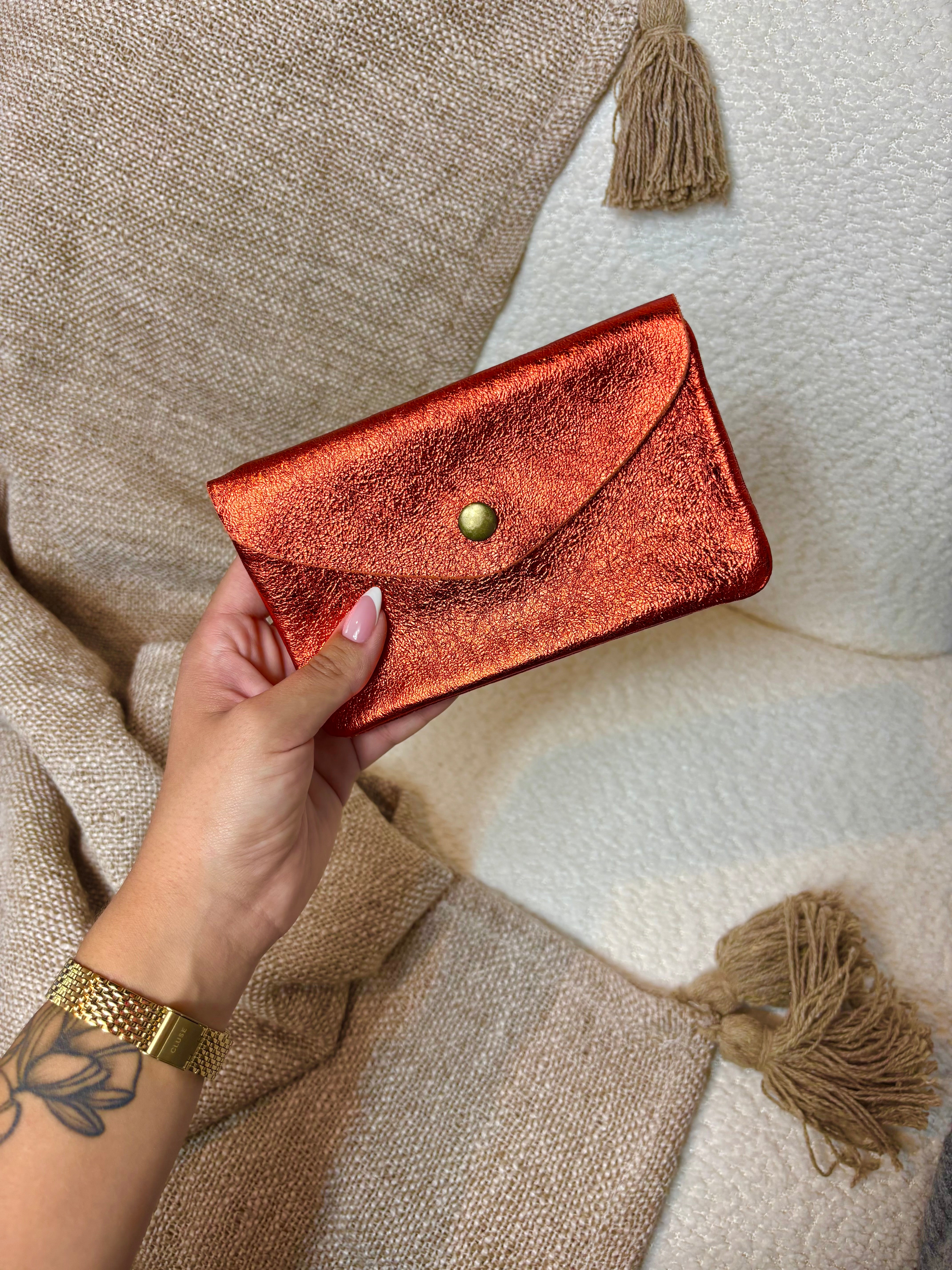 Porte Feuille 100% Cuir Orange