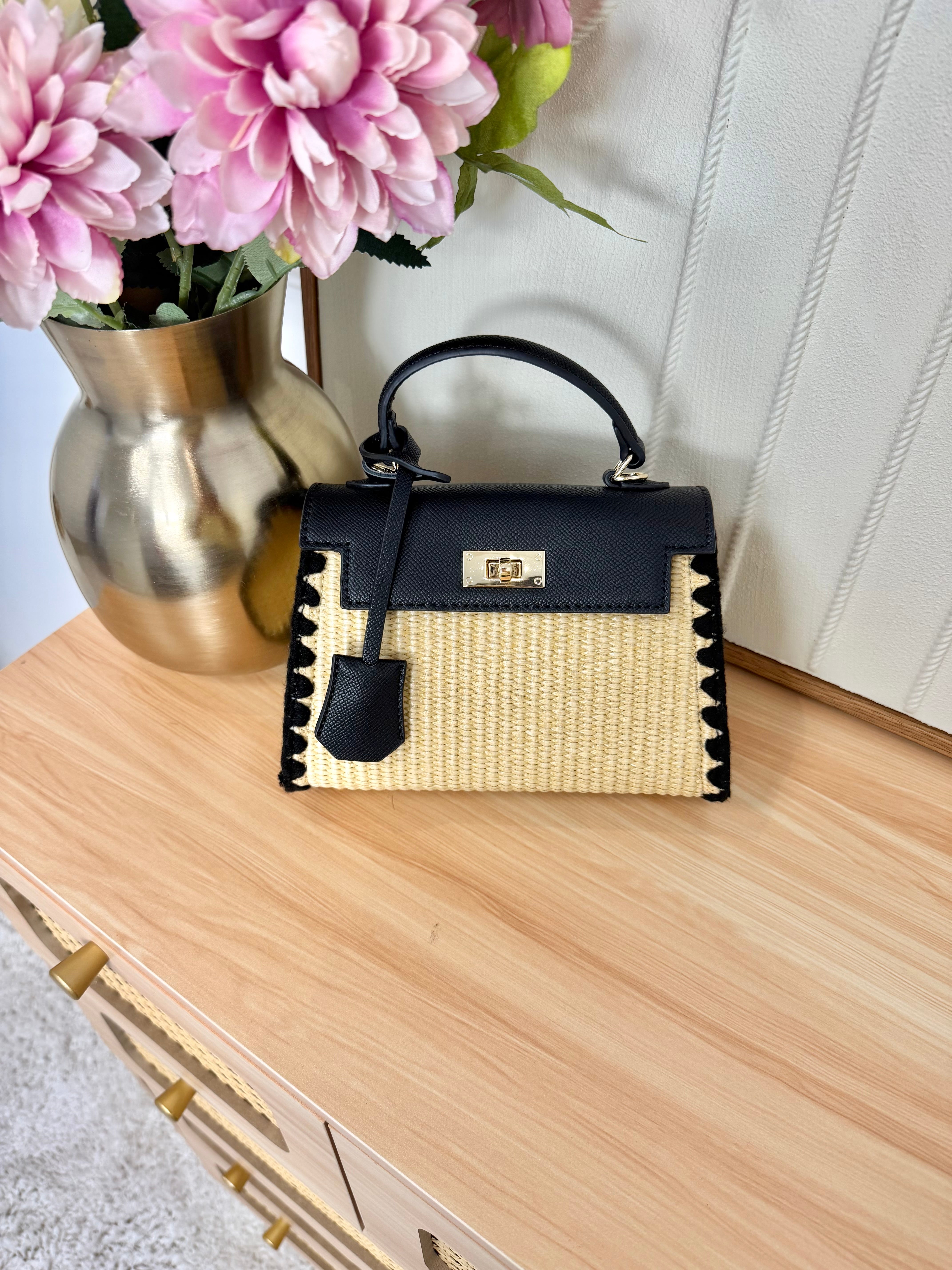 Sac Effet Paille Noir