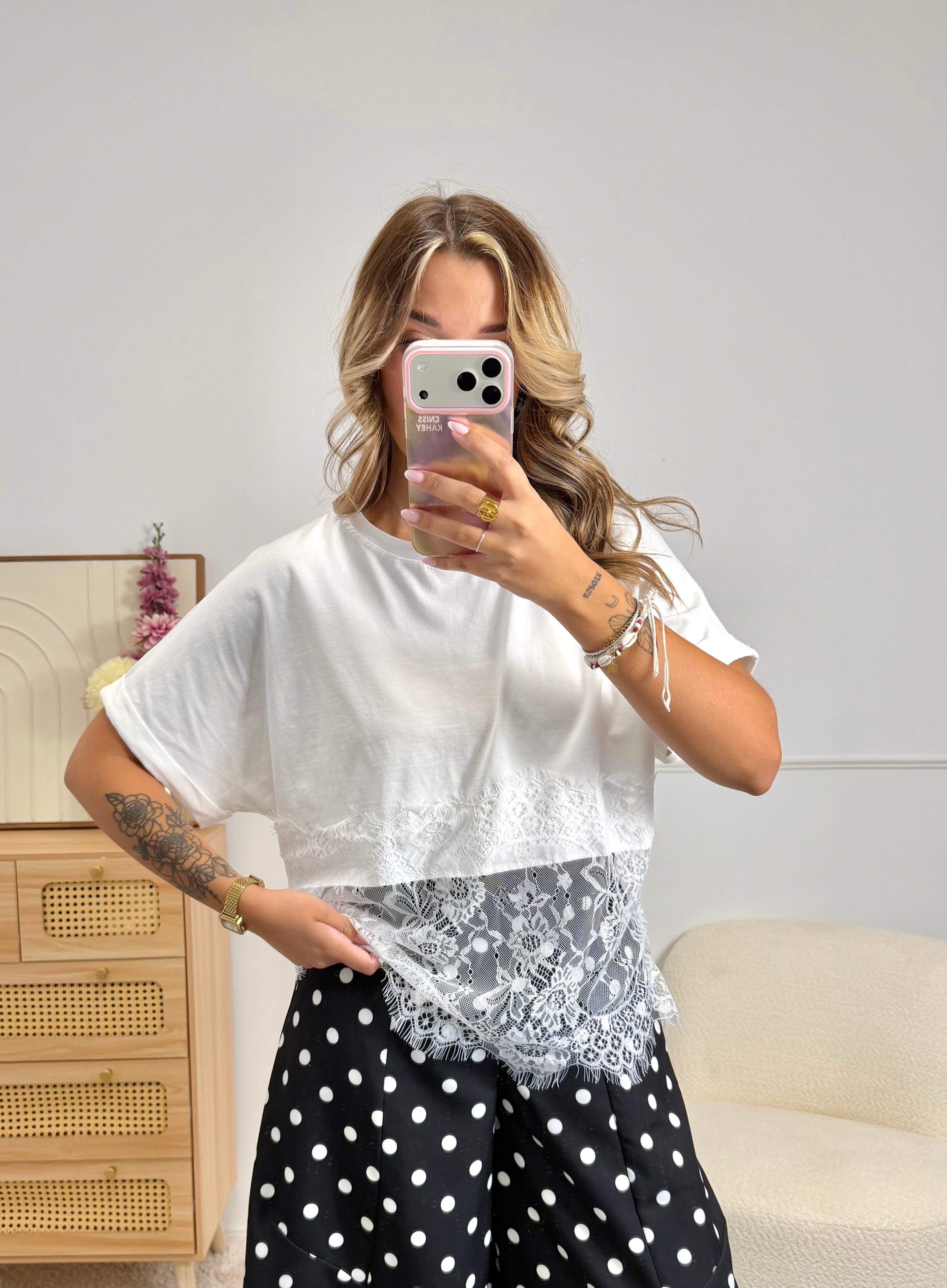 T-Shirt Dentelle Blanc