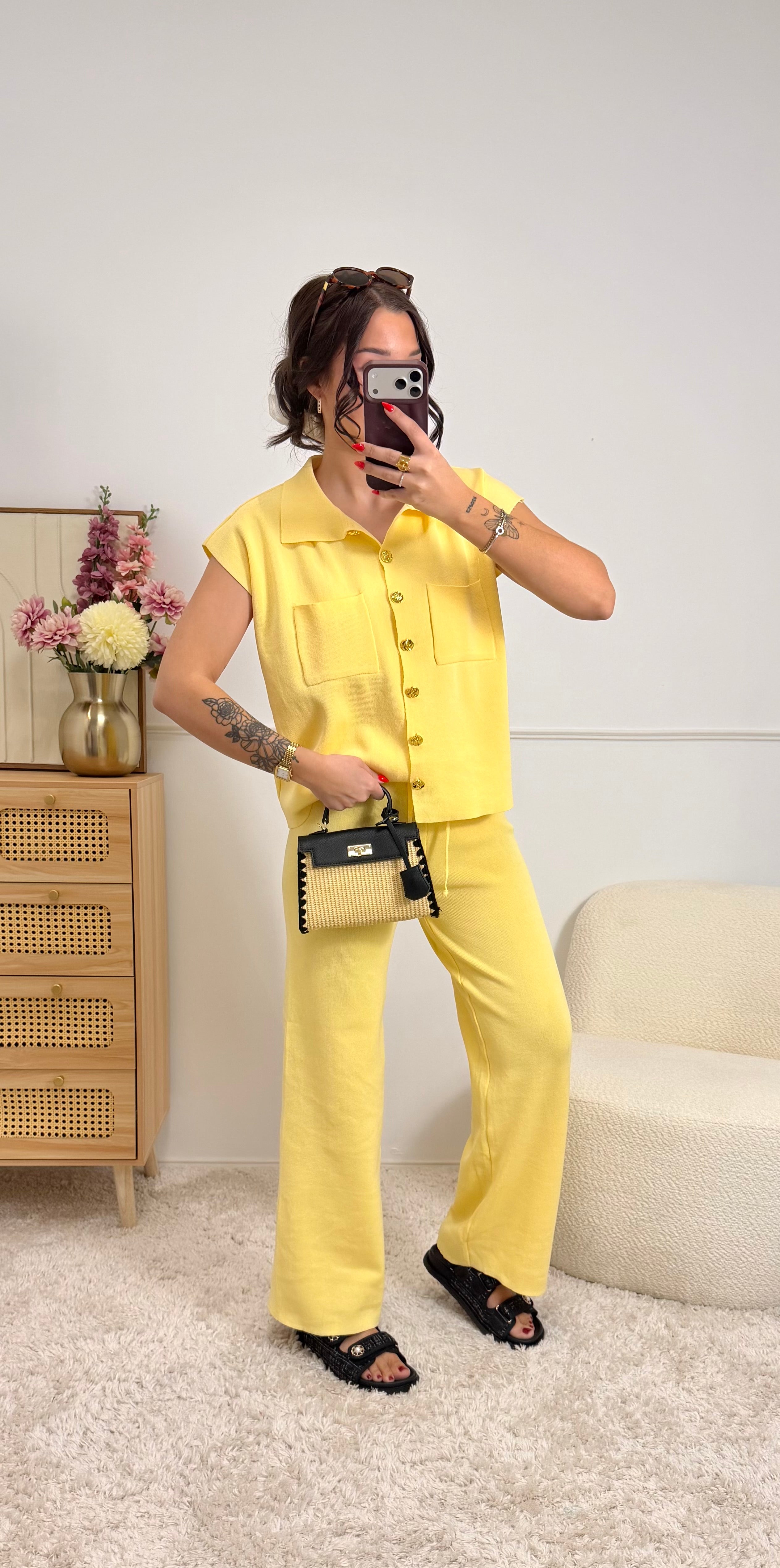 Ensemble Maille Casual Jaune