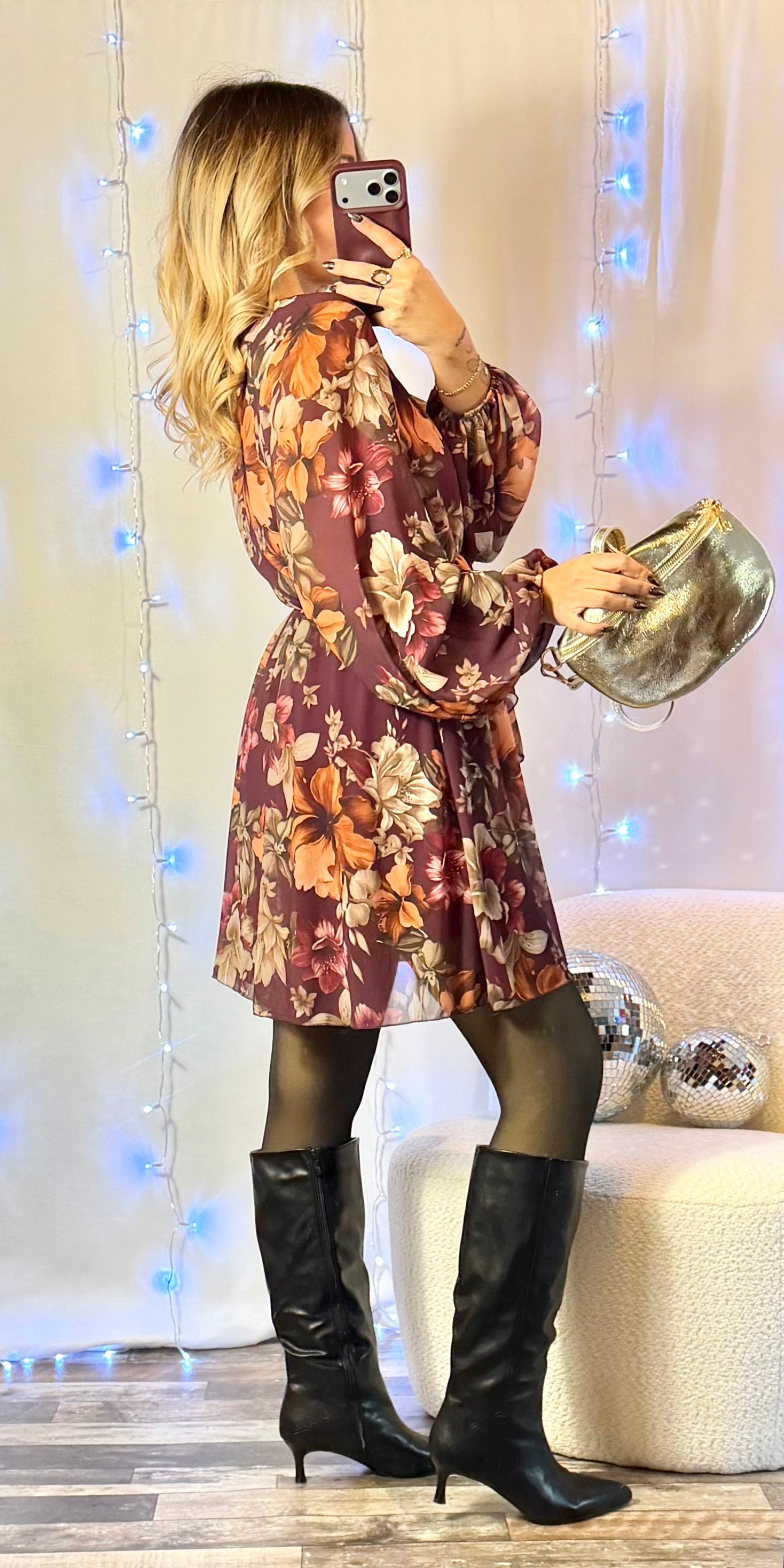 Robe Fleurs Bordeaux