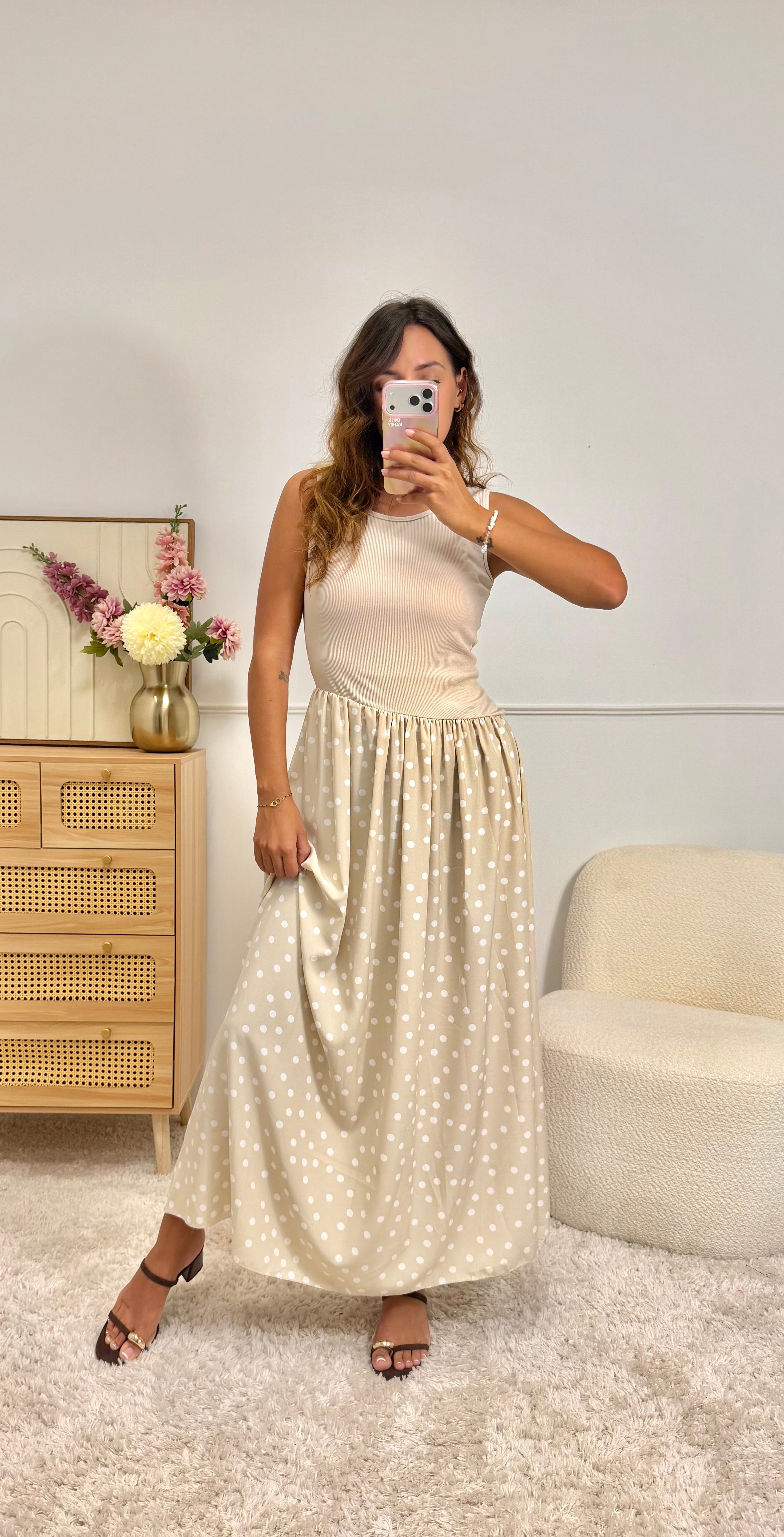 Robe Pois Beige