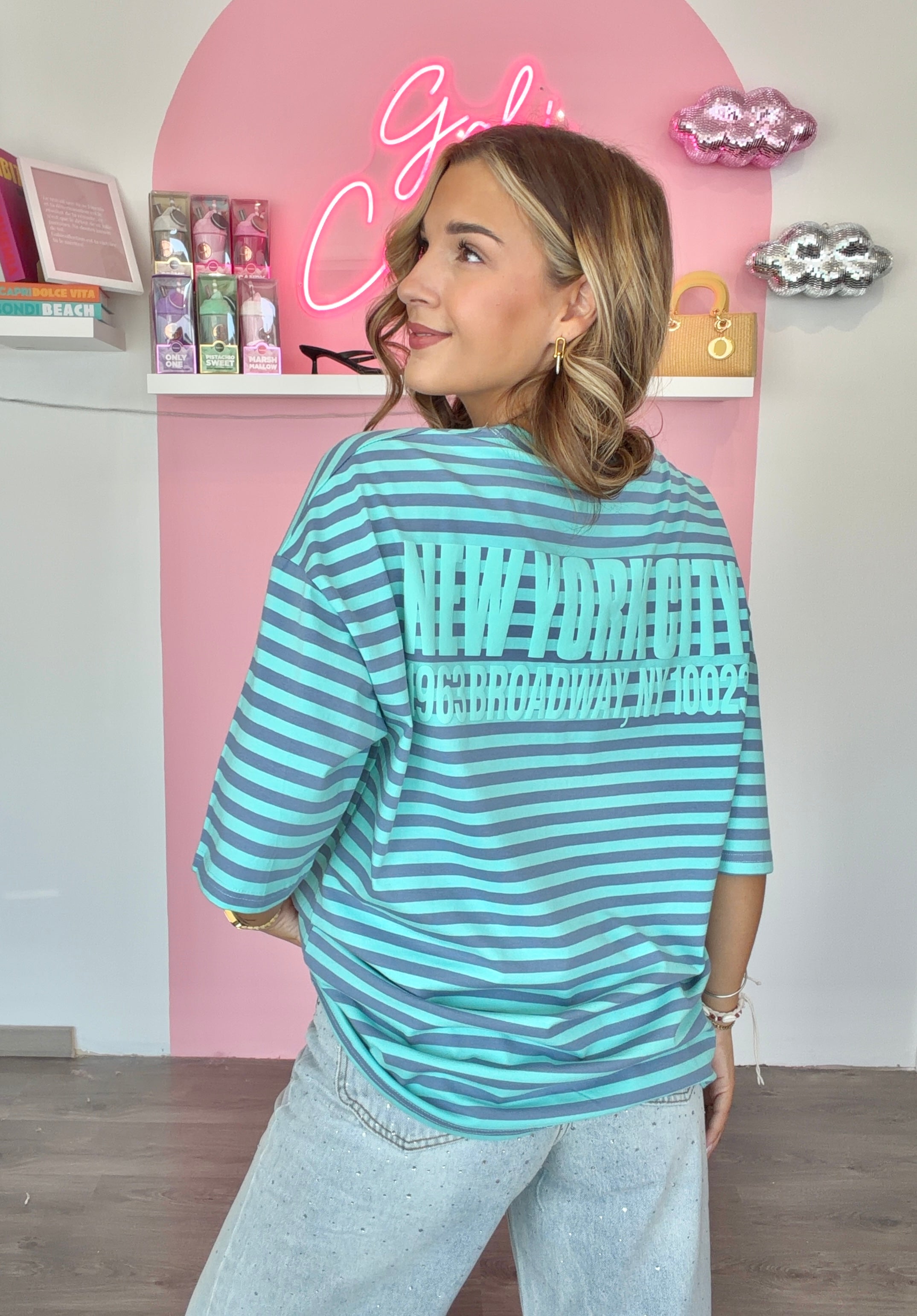 T-Shirt Rayé Turquoise