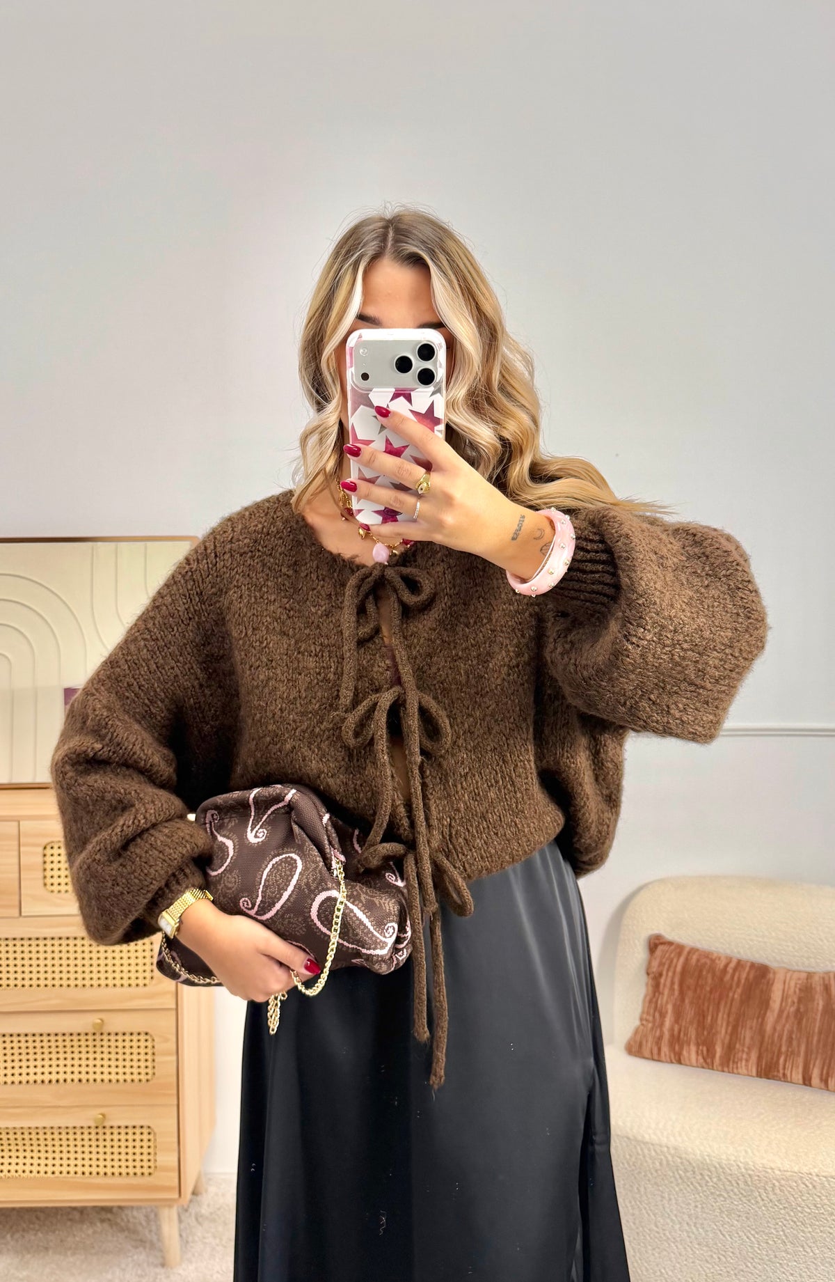Gilet Noeud Doux Choco
