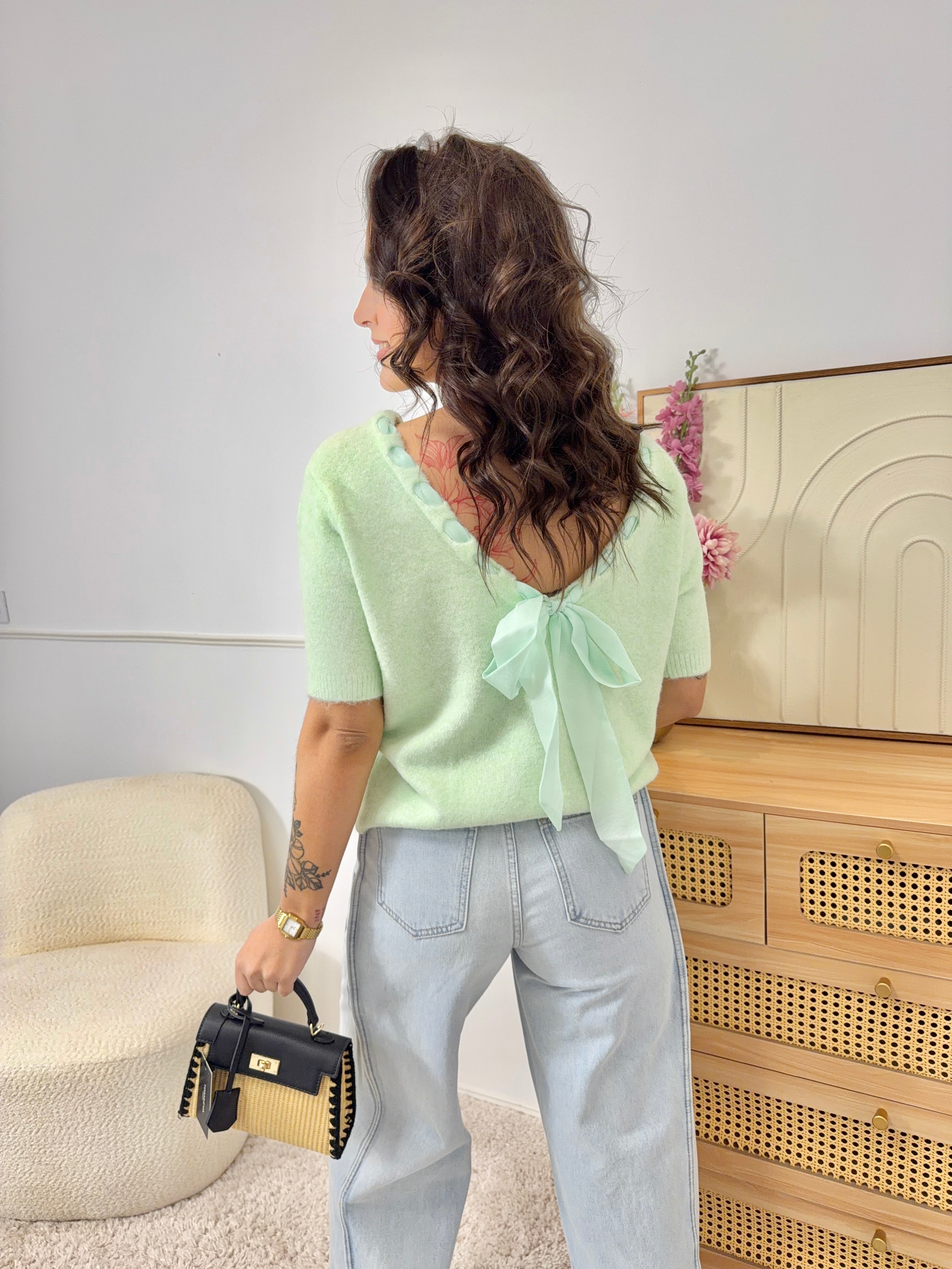Pull Noeud Vert Clair
