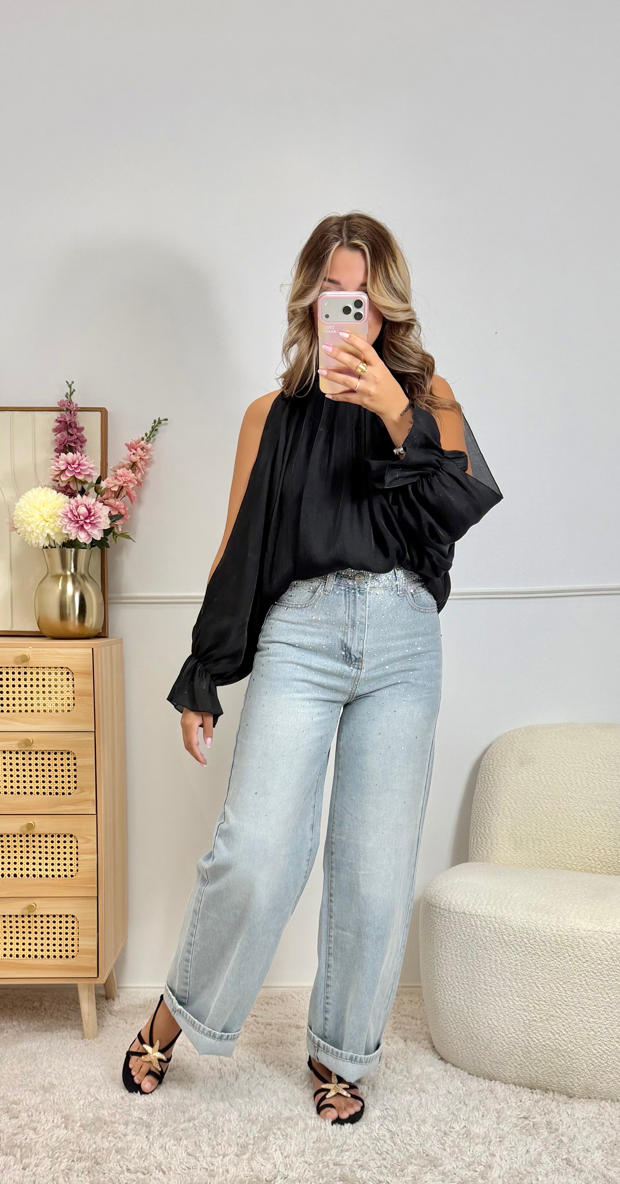 Blouse Manches Fendues Noir