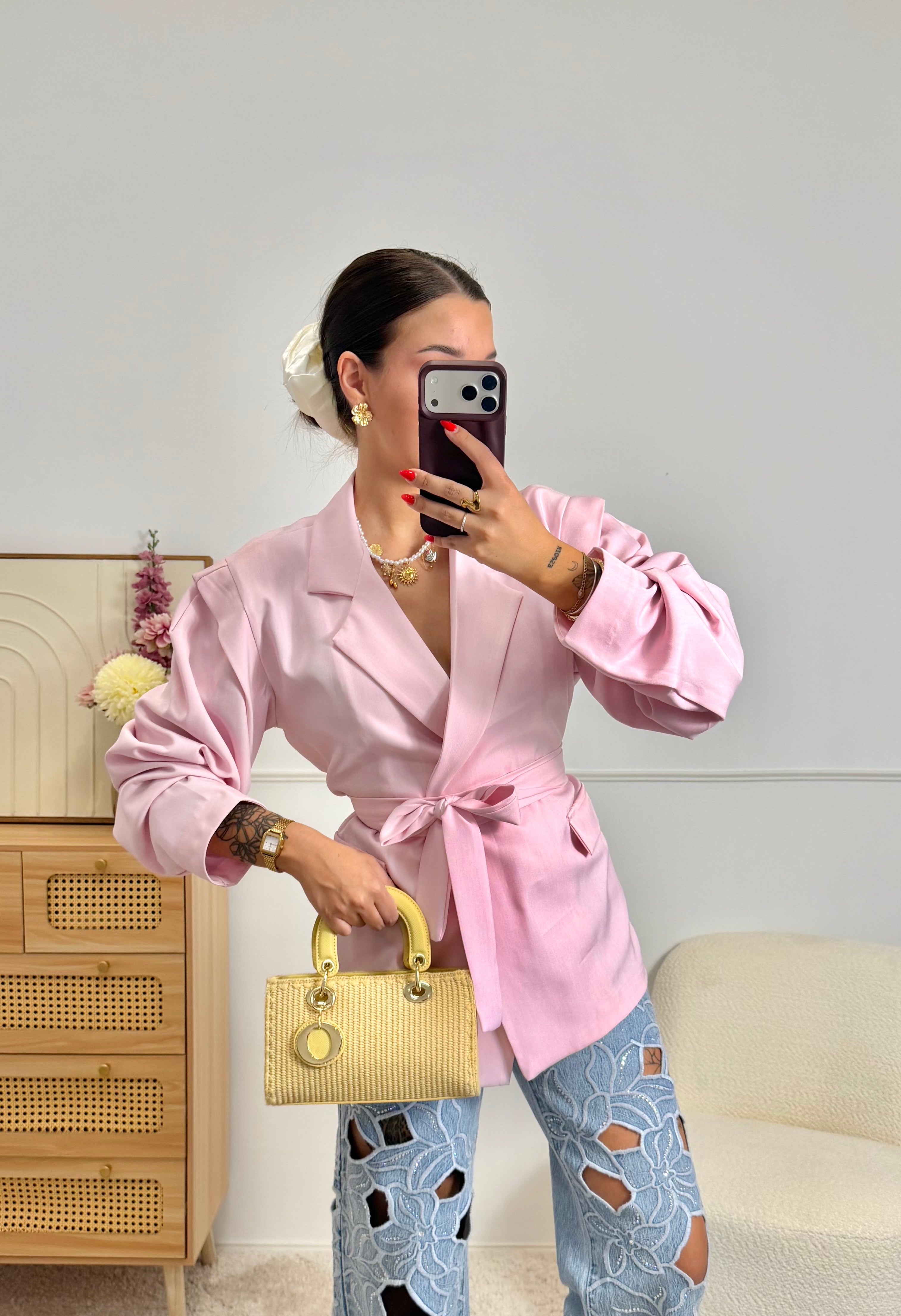 Blazer Ceinture Rose