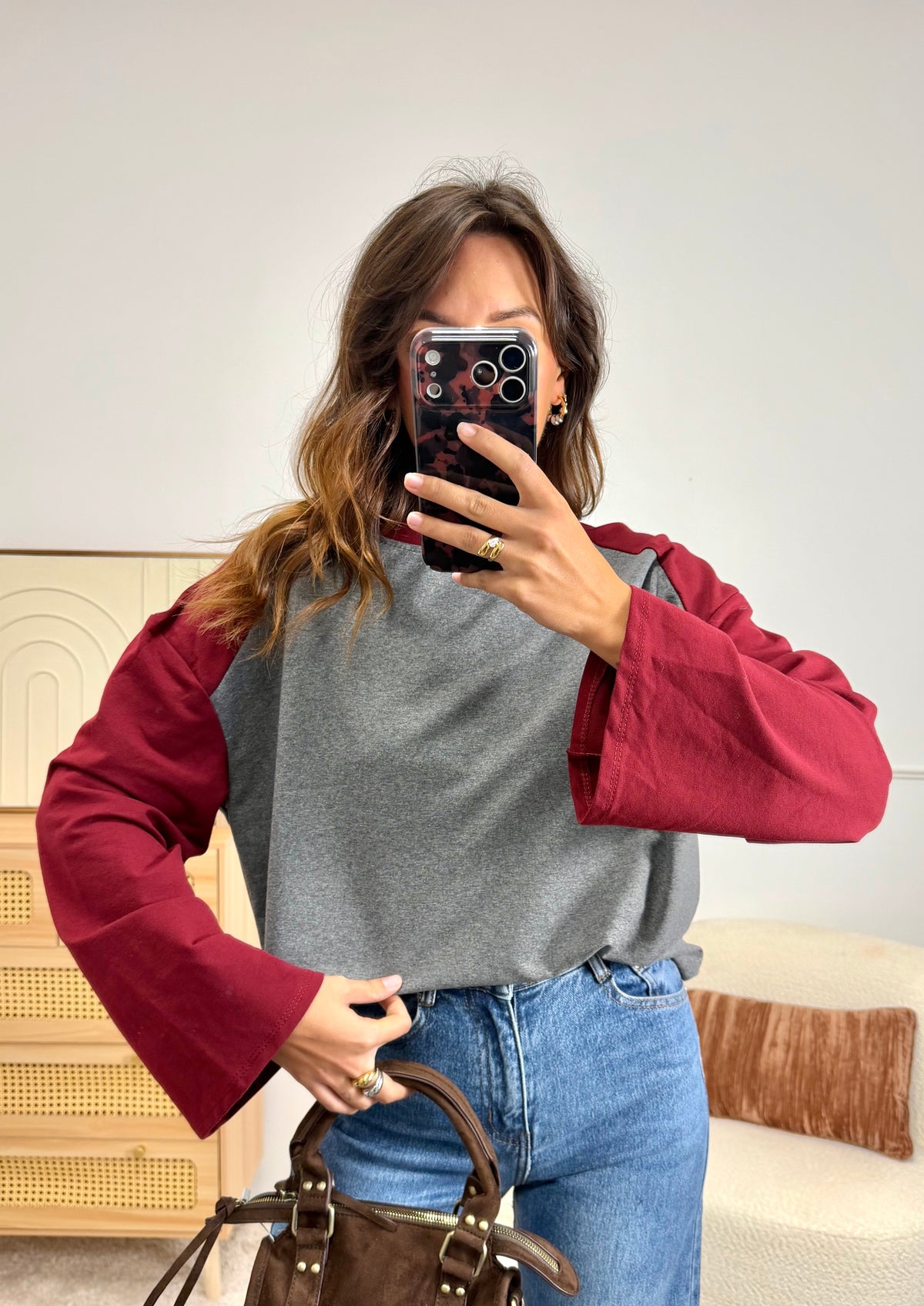 T-shirt Américain Bordeaux