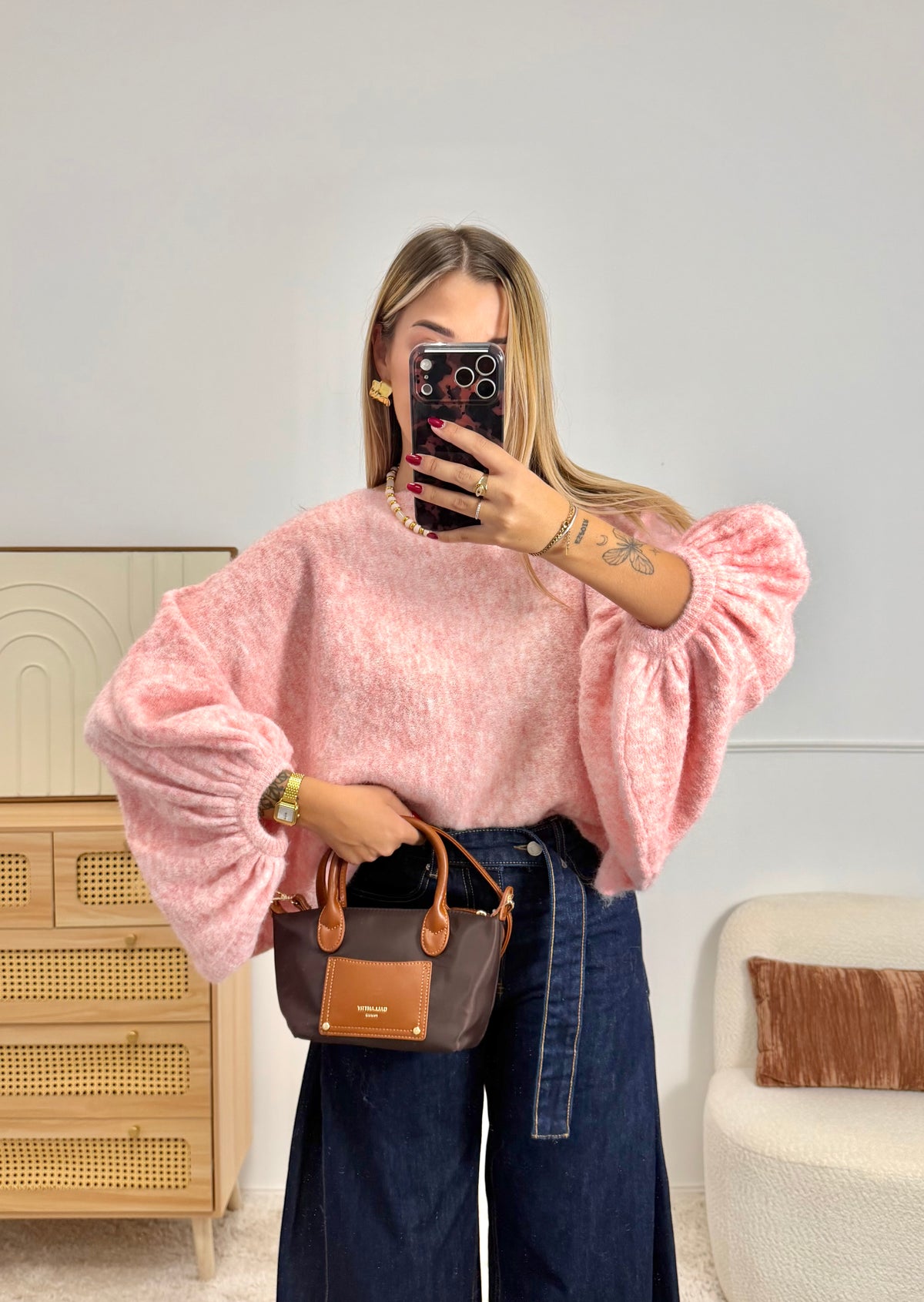 Pull manches ballon Rose