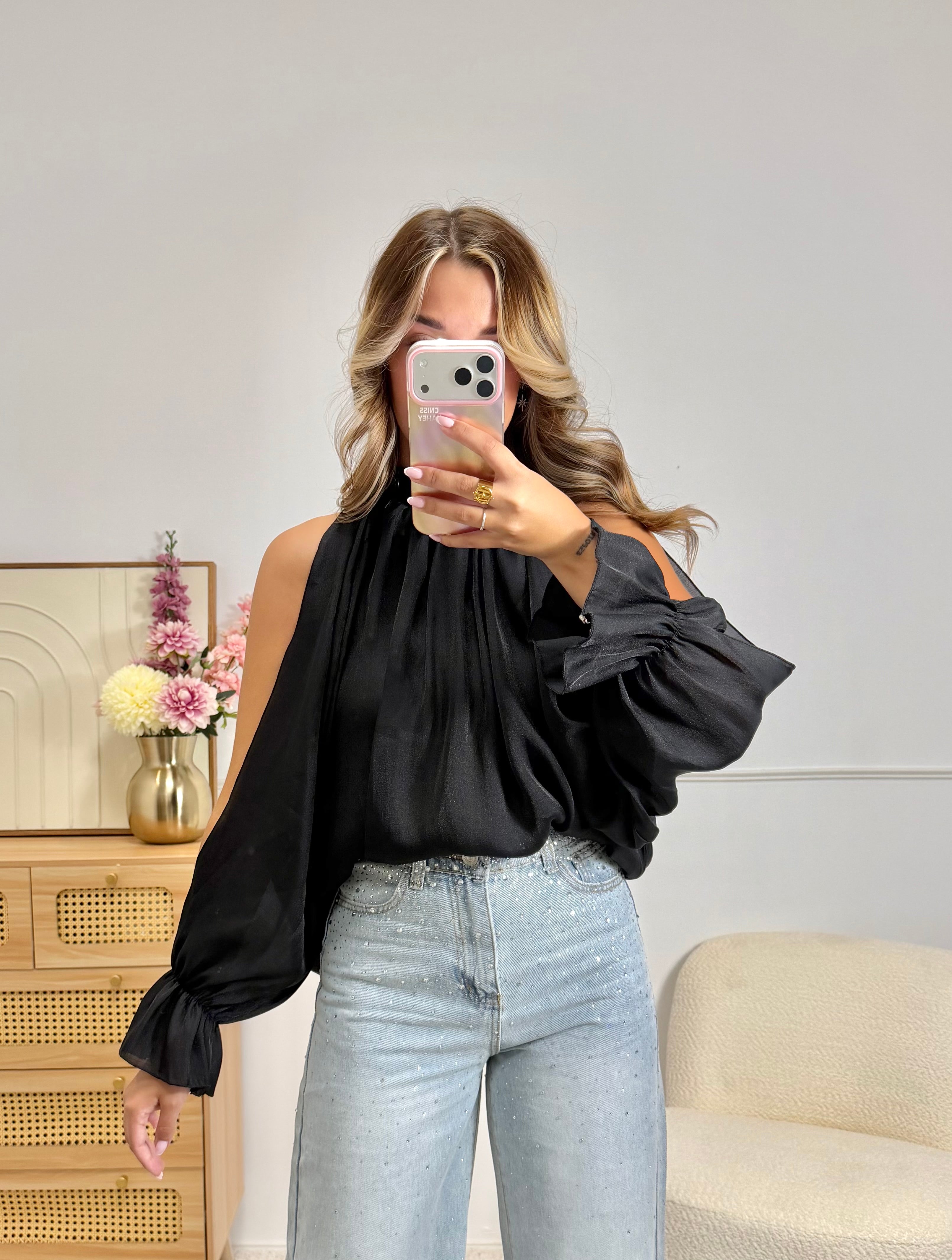 Blouse Manches Fendues Noir