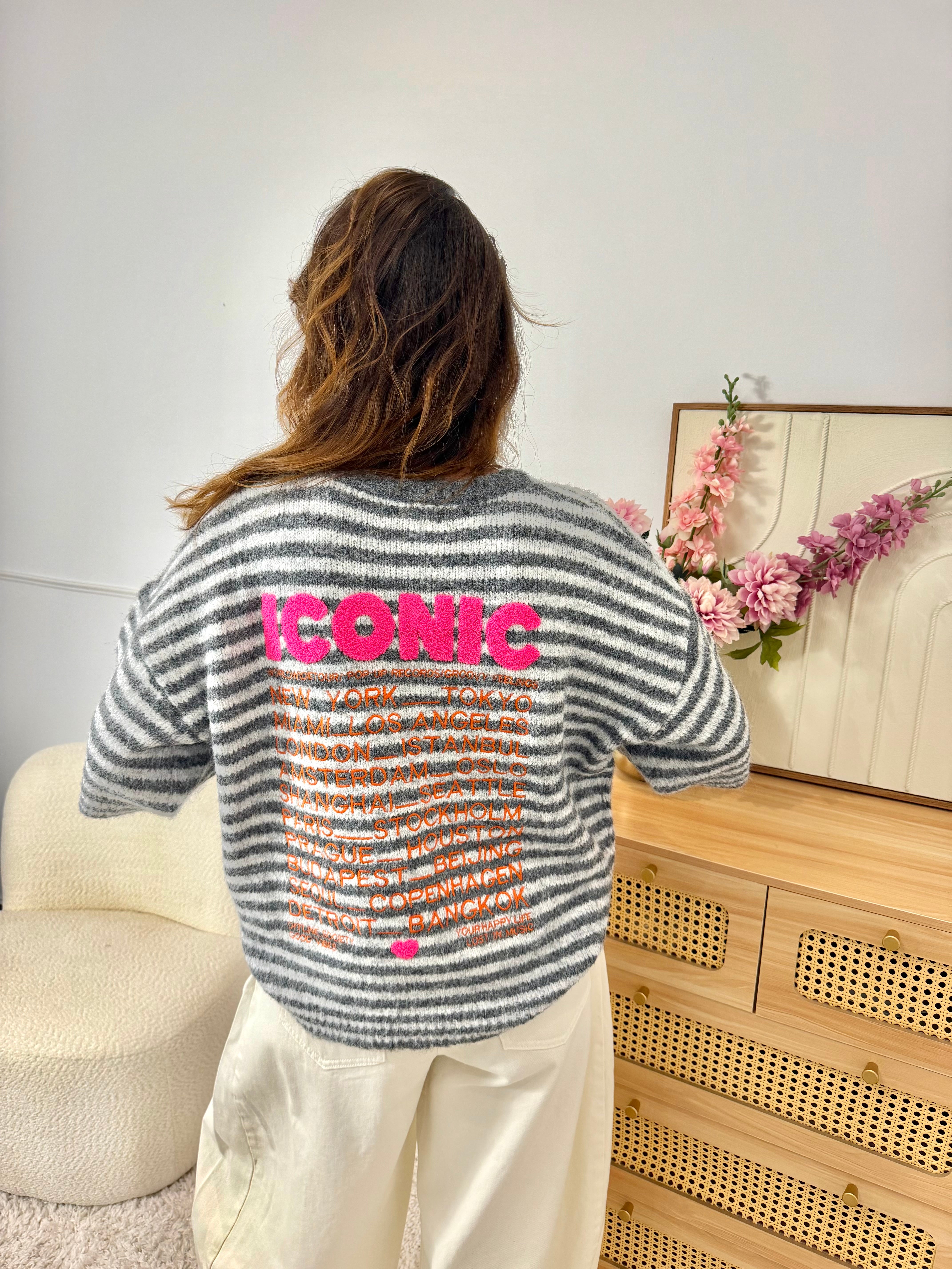Pull manches courtes ICONIC gris