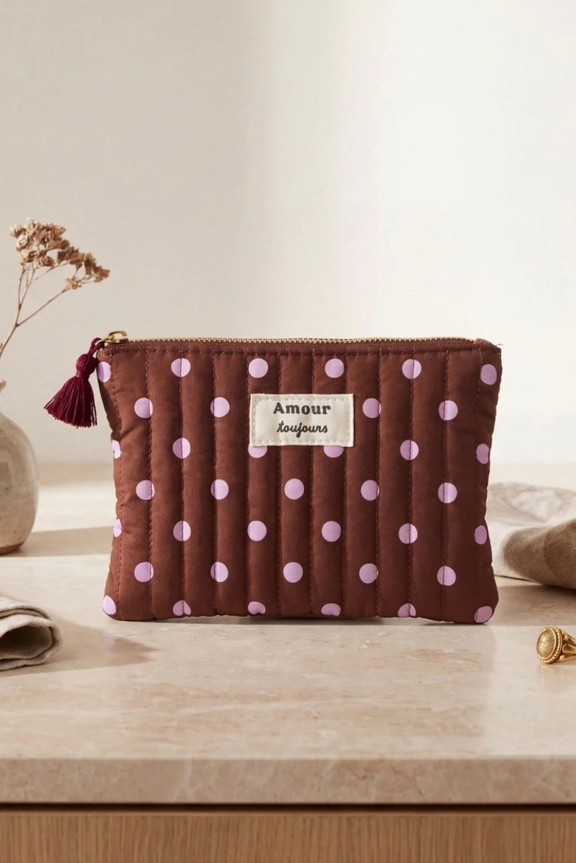 Pochette Pois Choco & Mauve