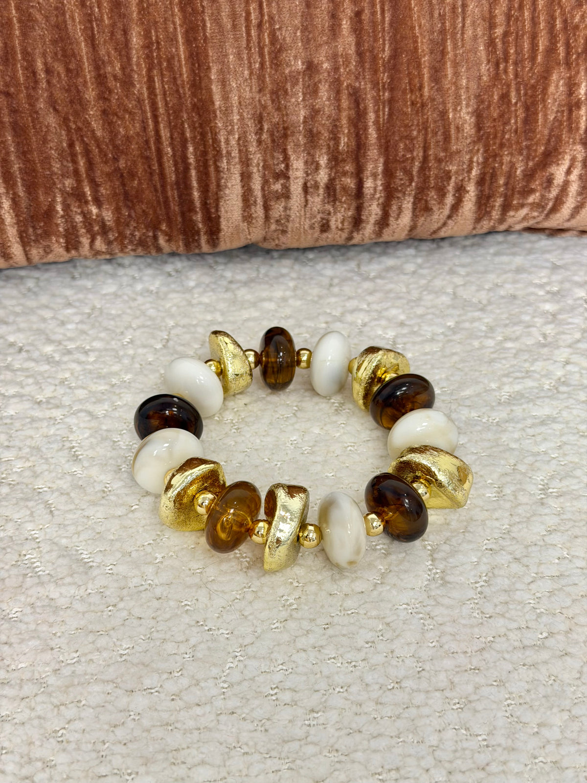 Bracelet perle Camel & Crème