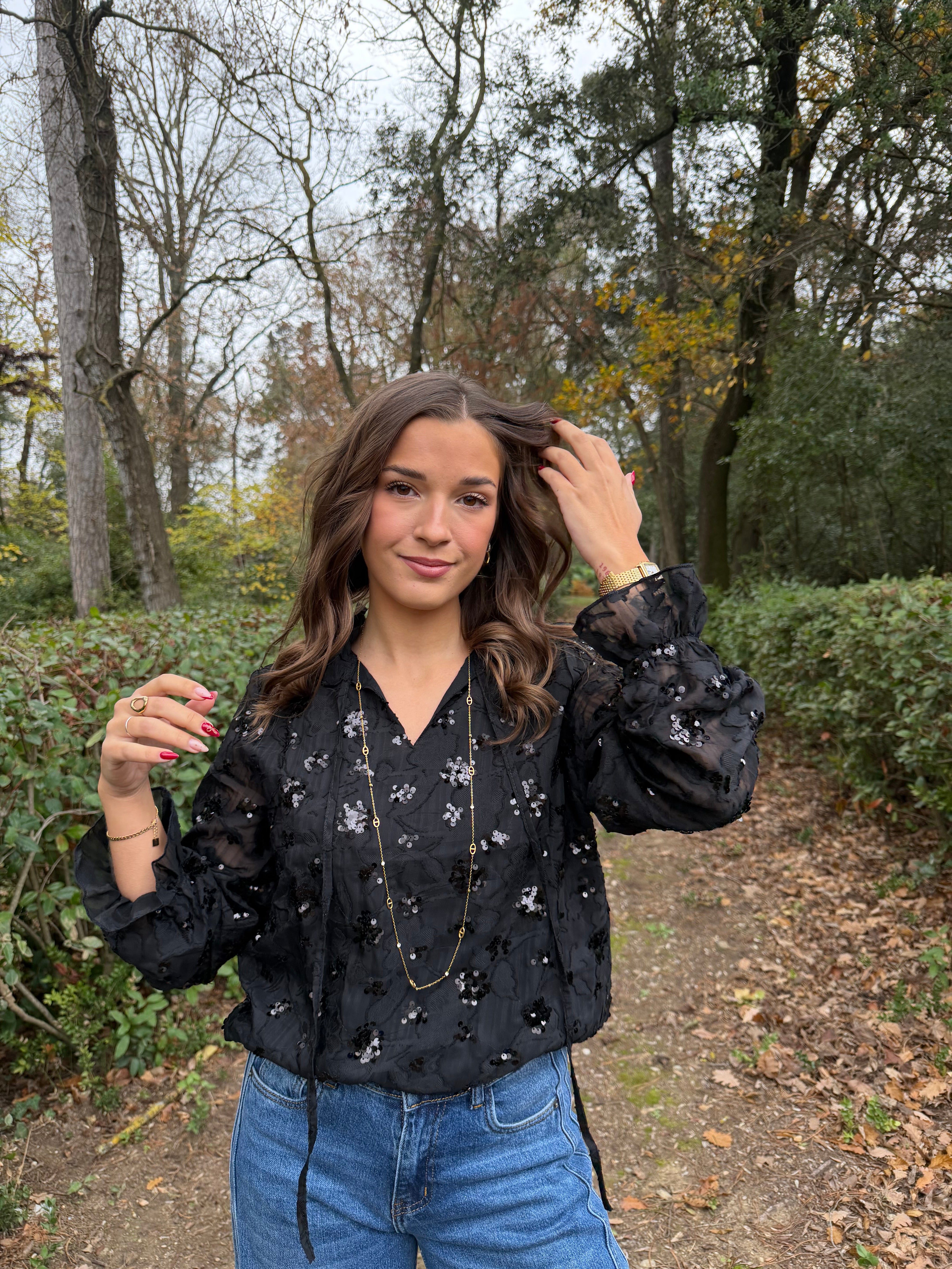 Blouse Sequins Noir