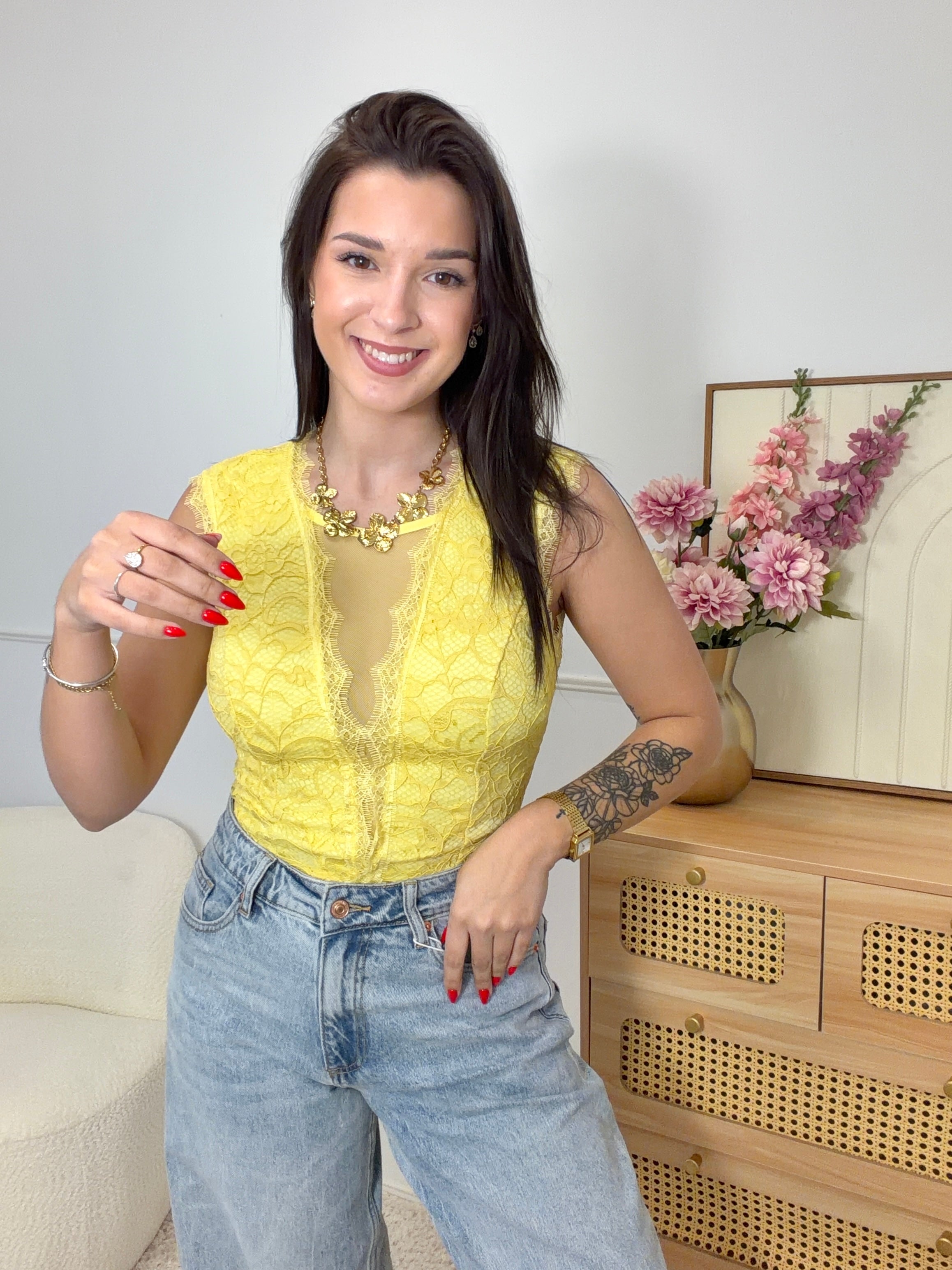 Body Dentelle Jaune