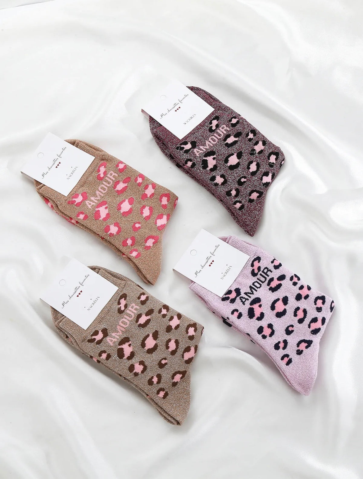 Chaussettes paillettes Léopard