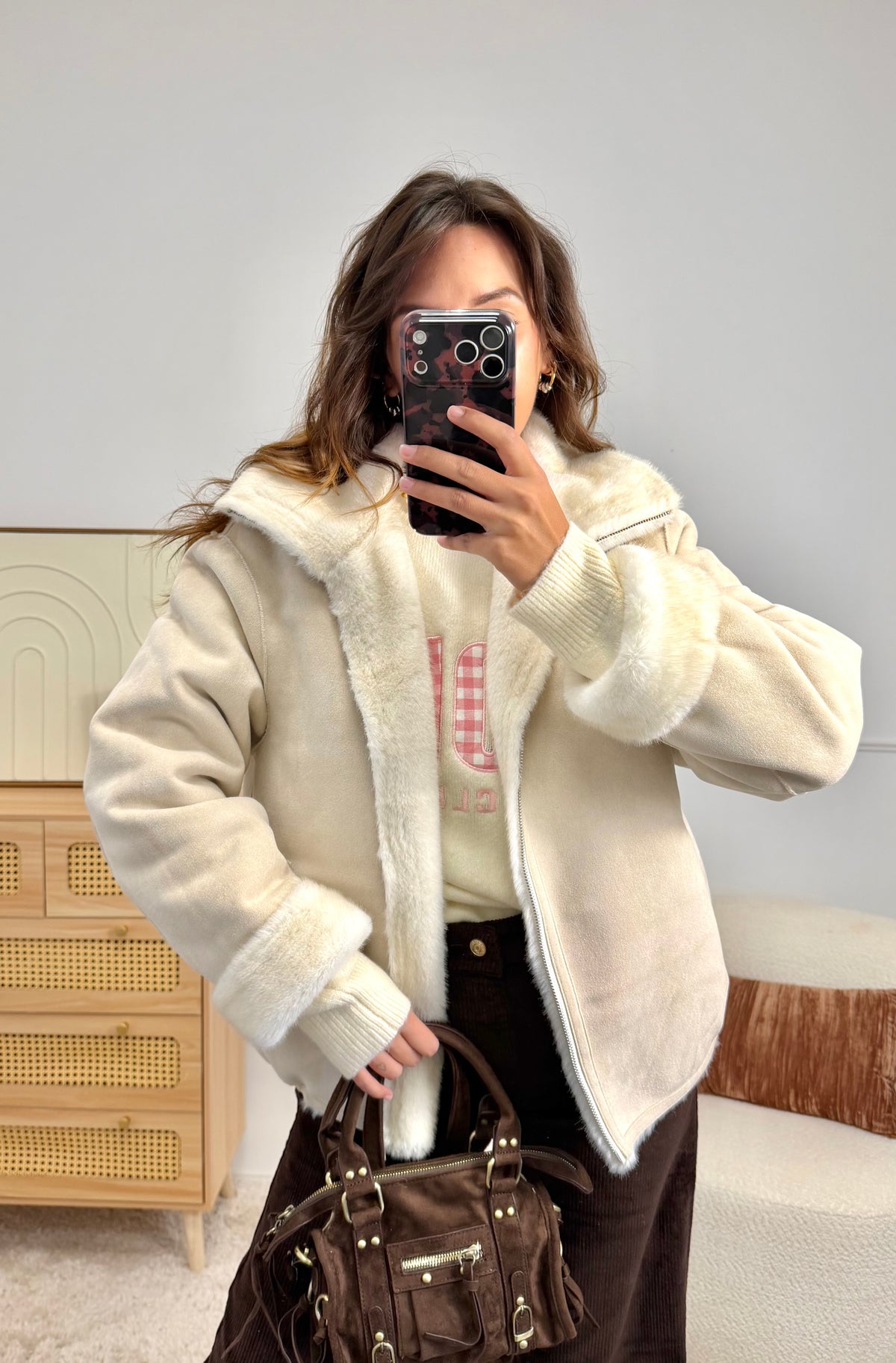 Manteau réversible doux Beige
