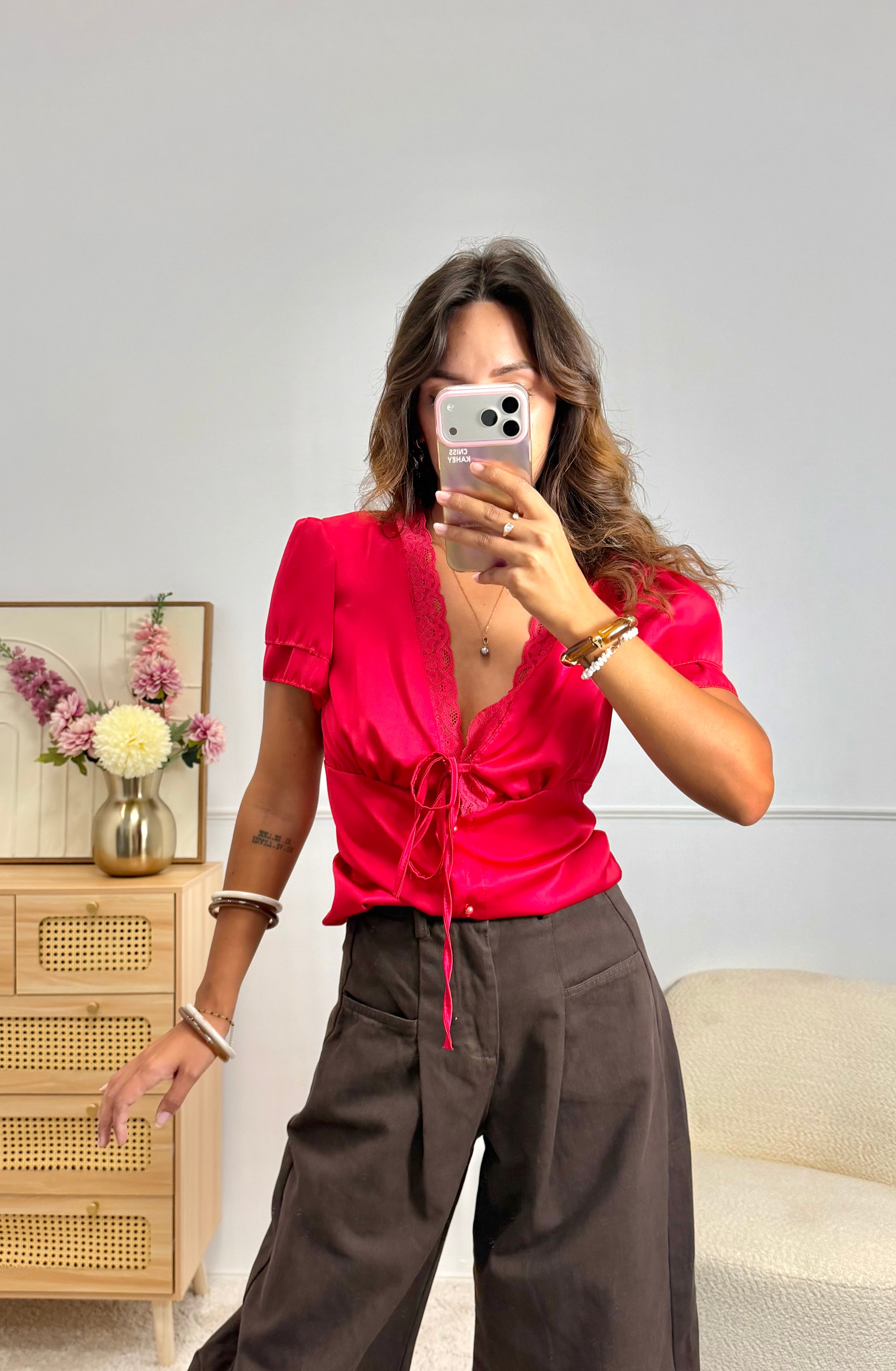 Top Satiné Rouge