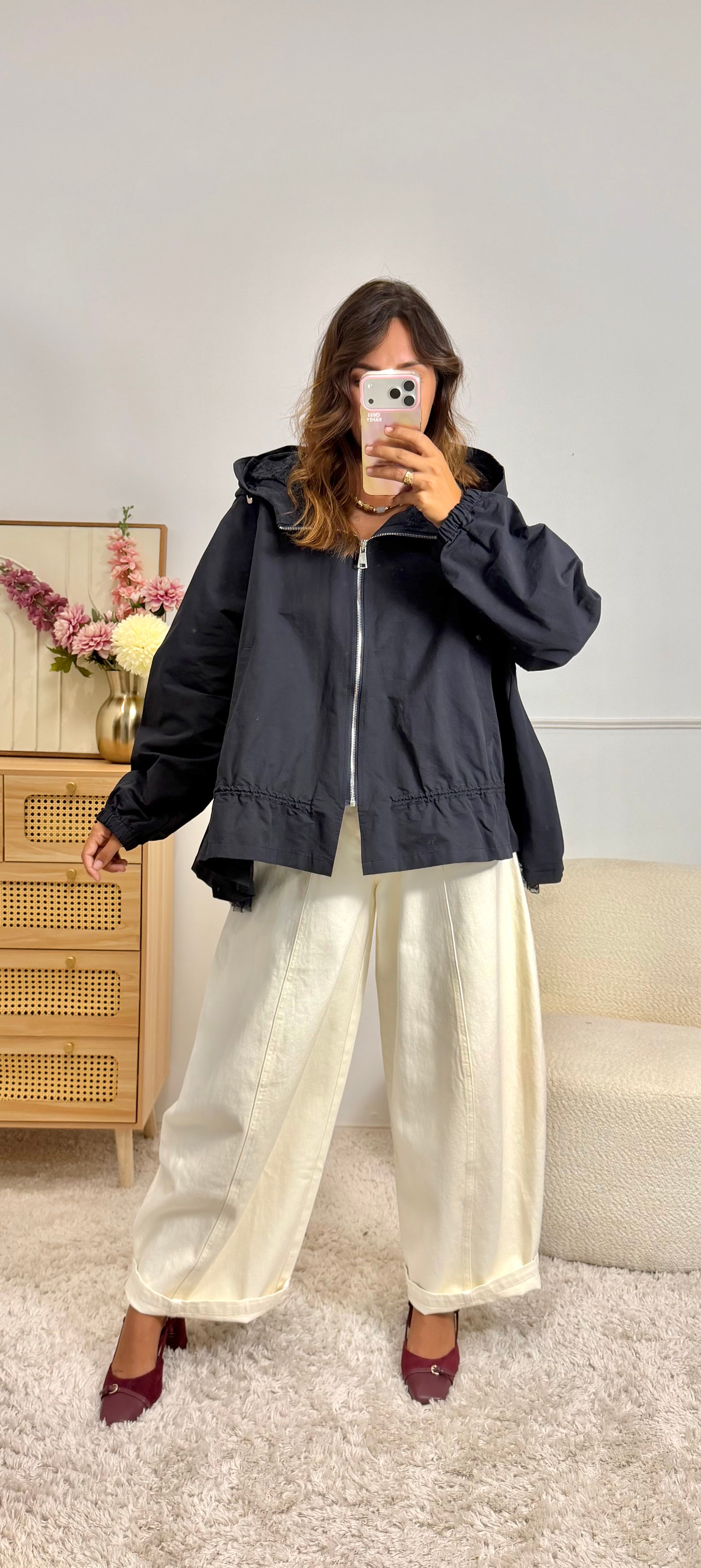 Veste Capuche & Dentelle Bleu Marine