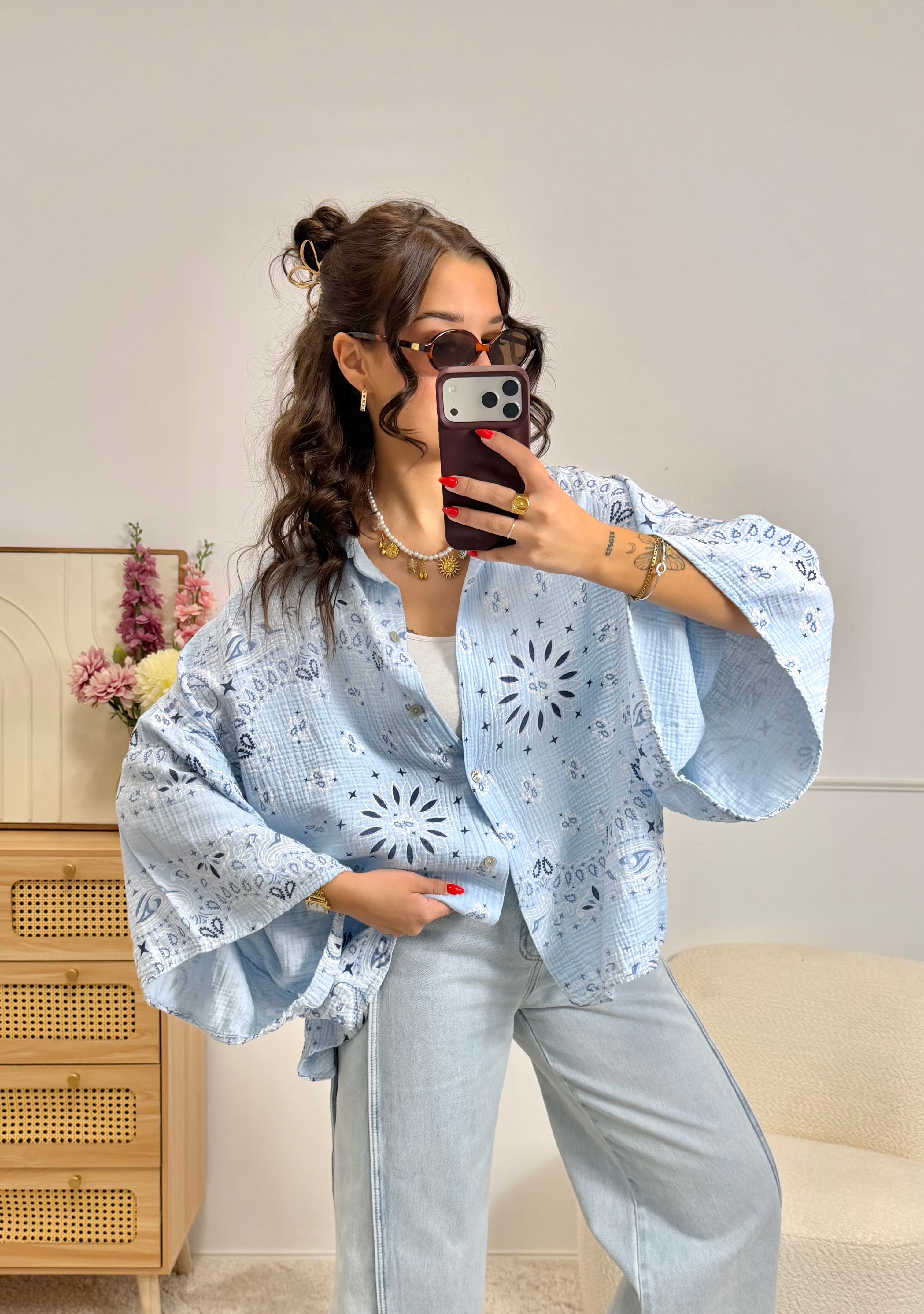 Chemise Mandalas Bleu Ciel