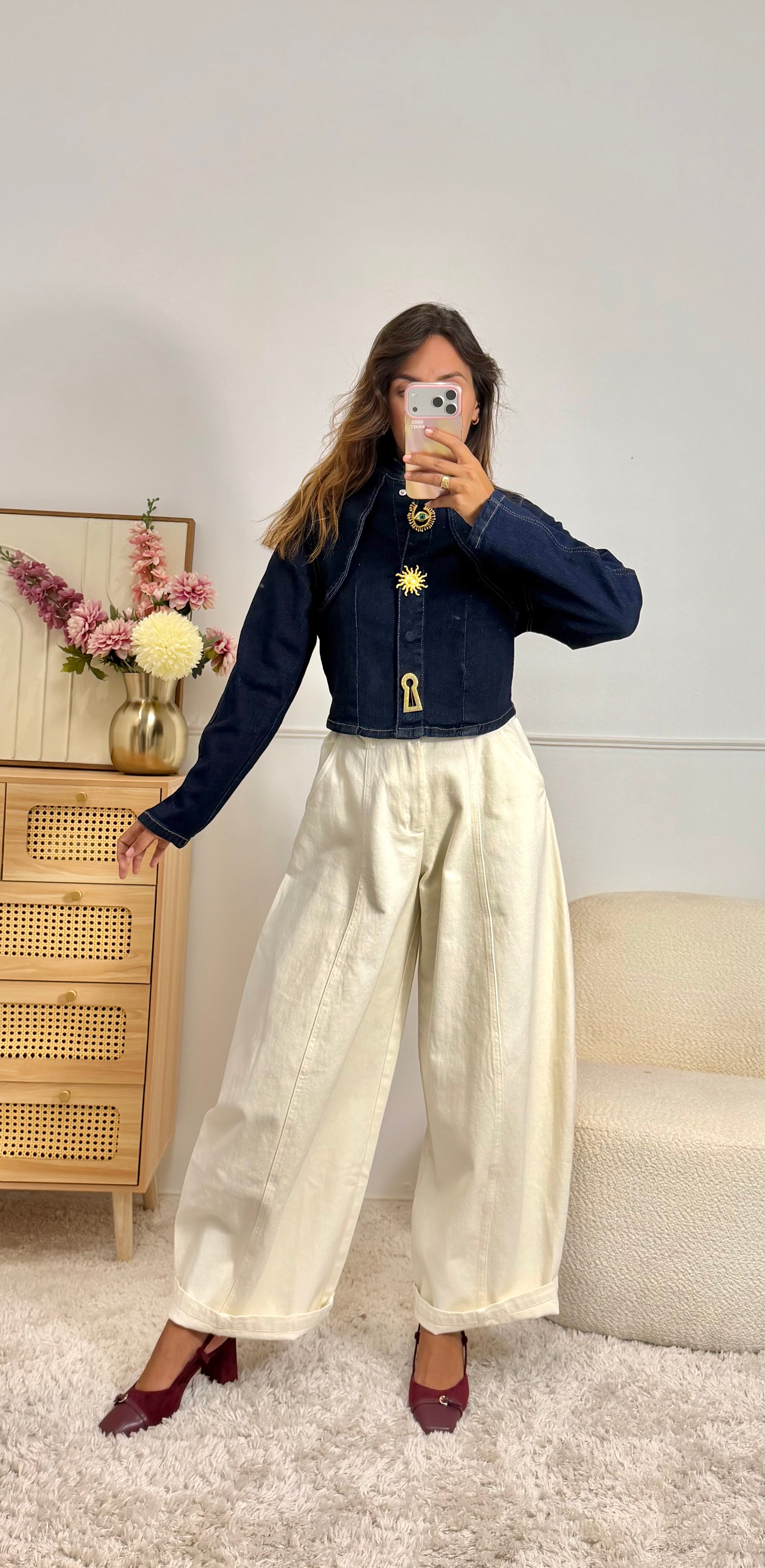 Veste jean bijoux