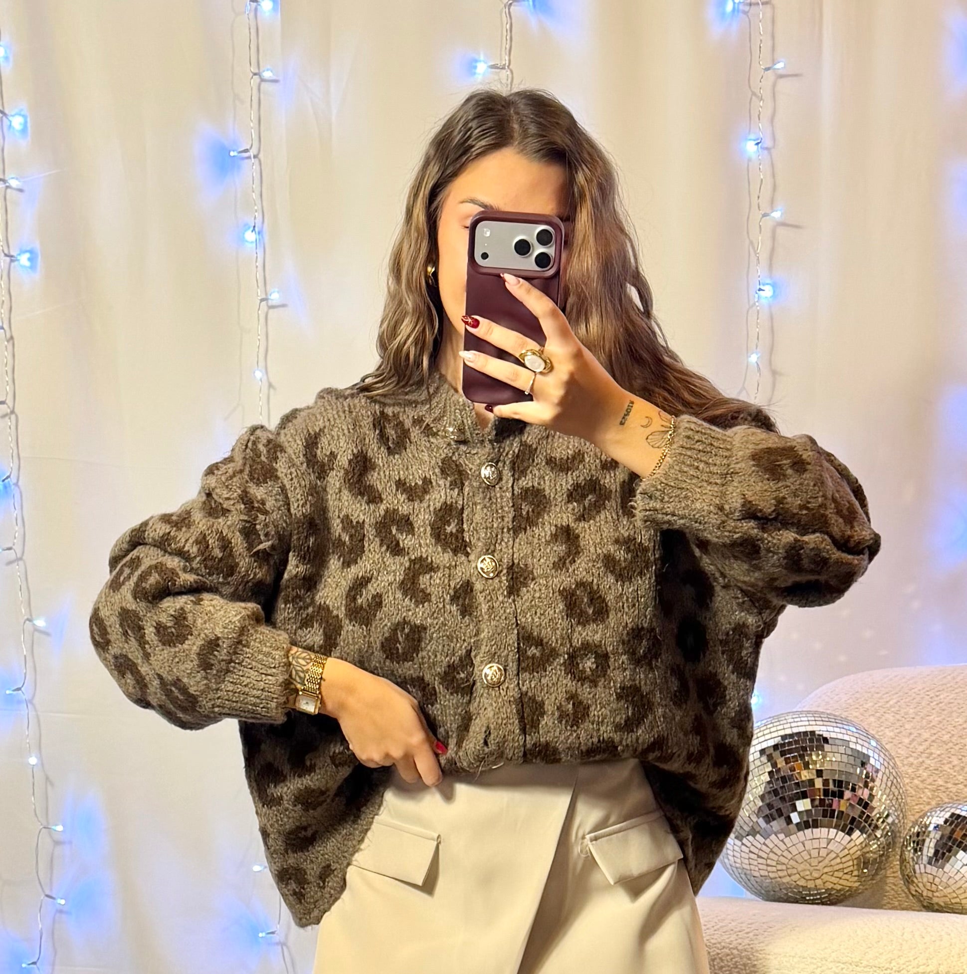 Gilet Léopard Marron clair & Chocolat