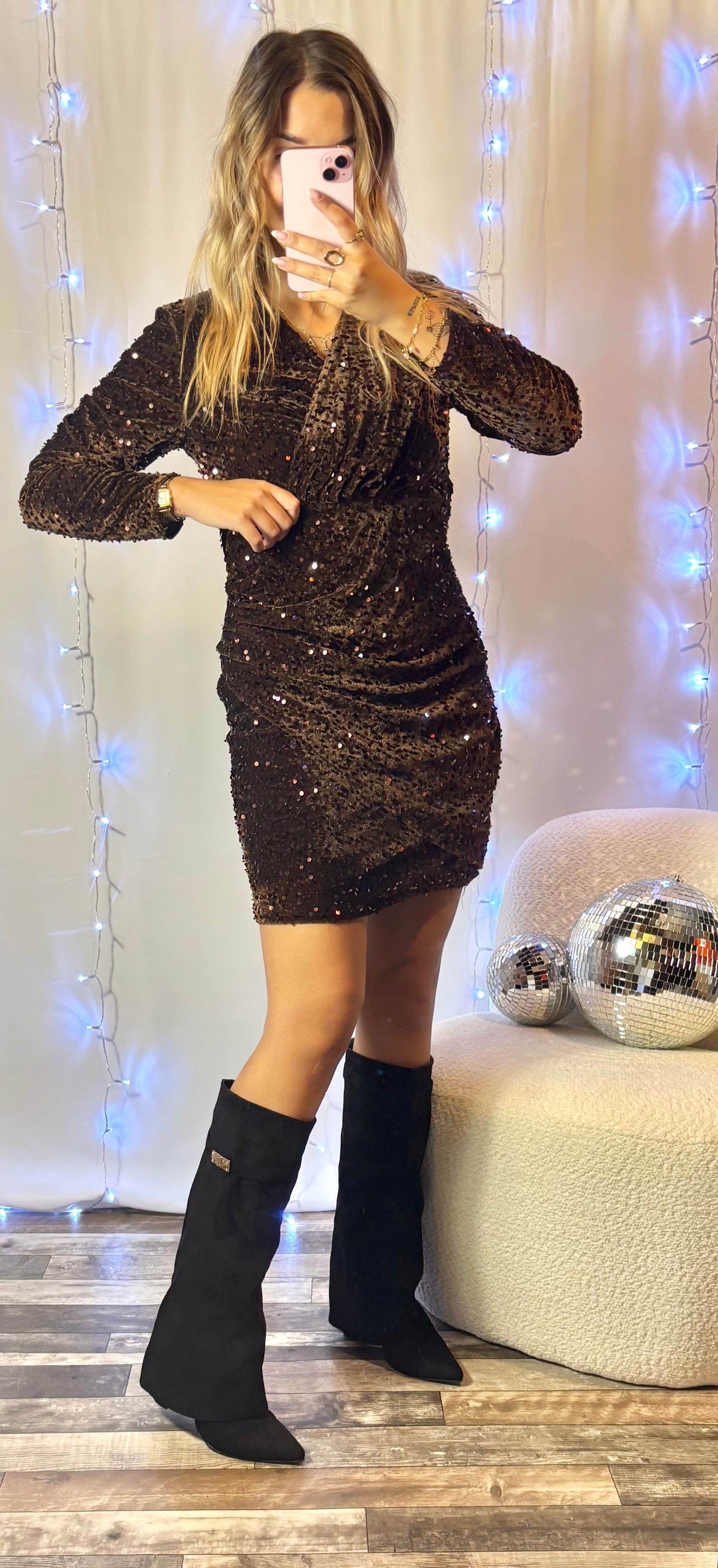 Robe Sequins Chocolat