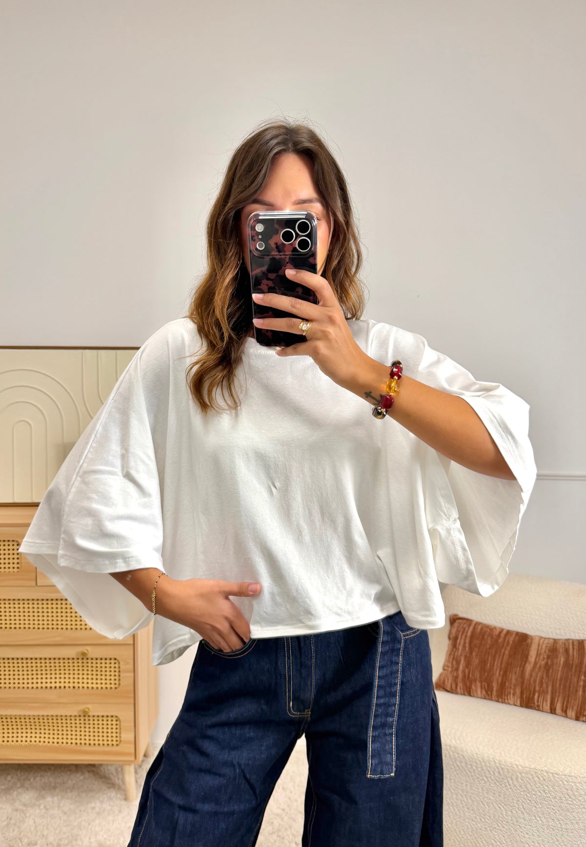 T-shirt manches chauve souris Blanc