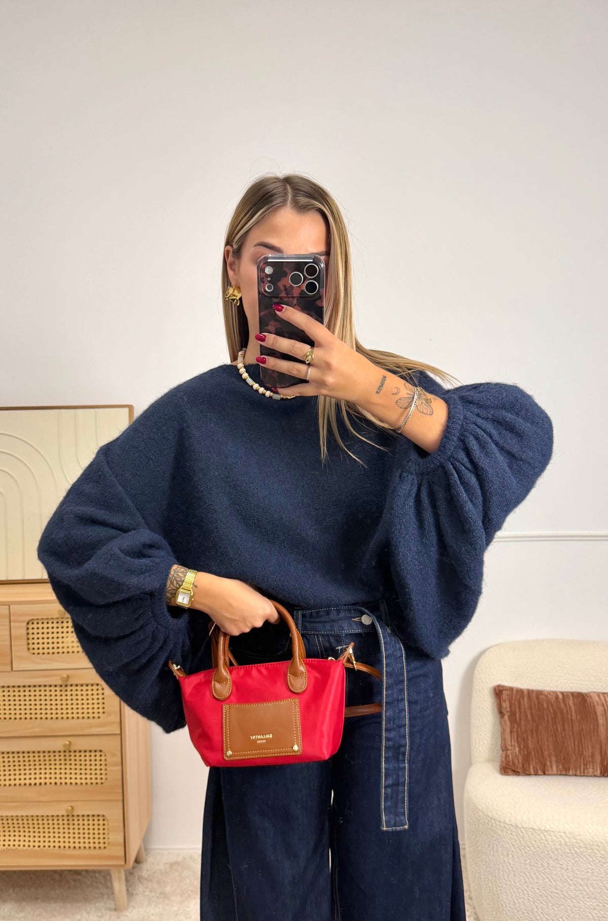 Pull manches ballon Bleu marine
