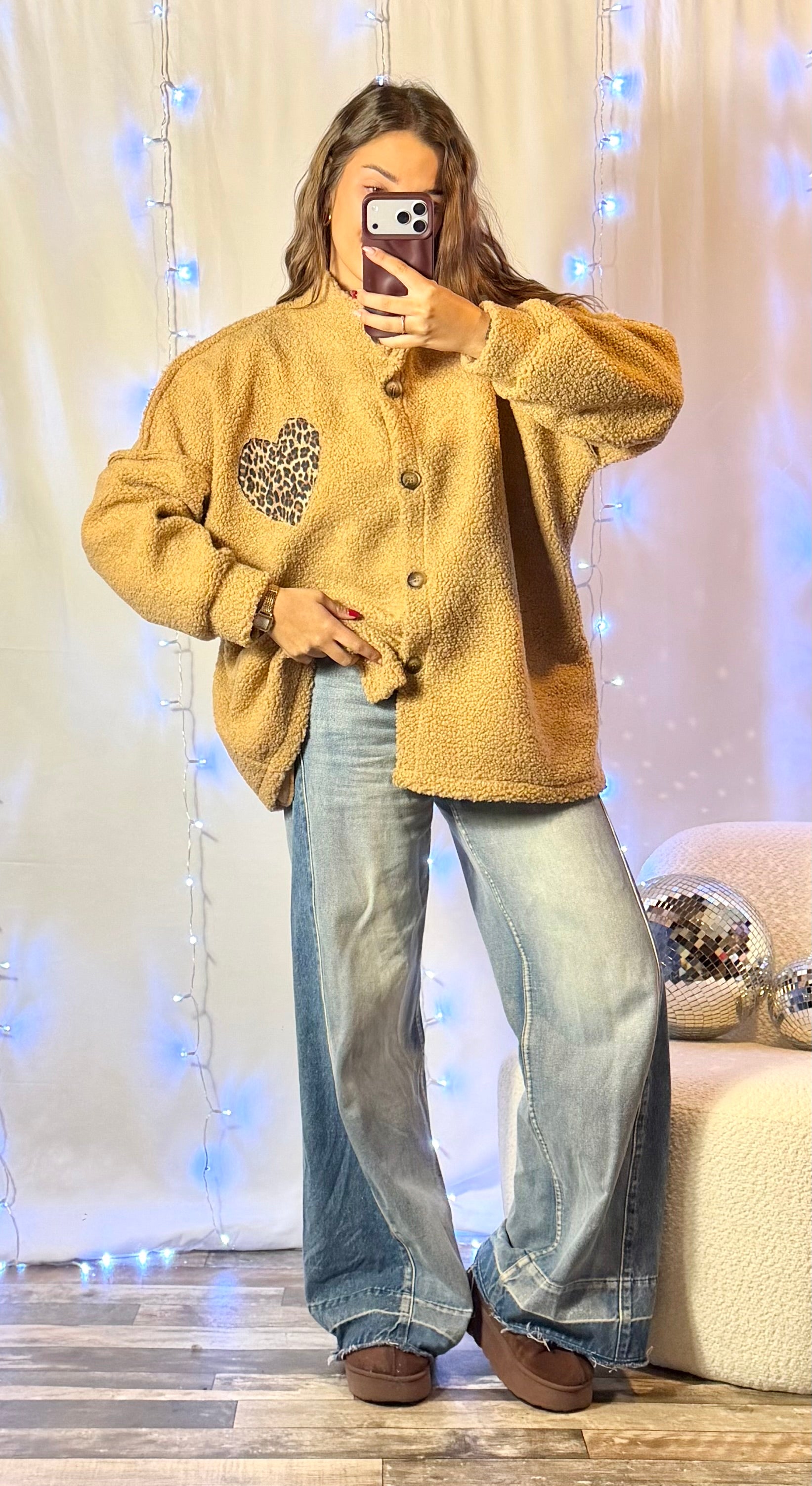 Veste Cœur Teddy Caramel