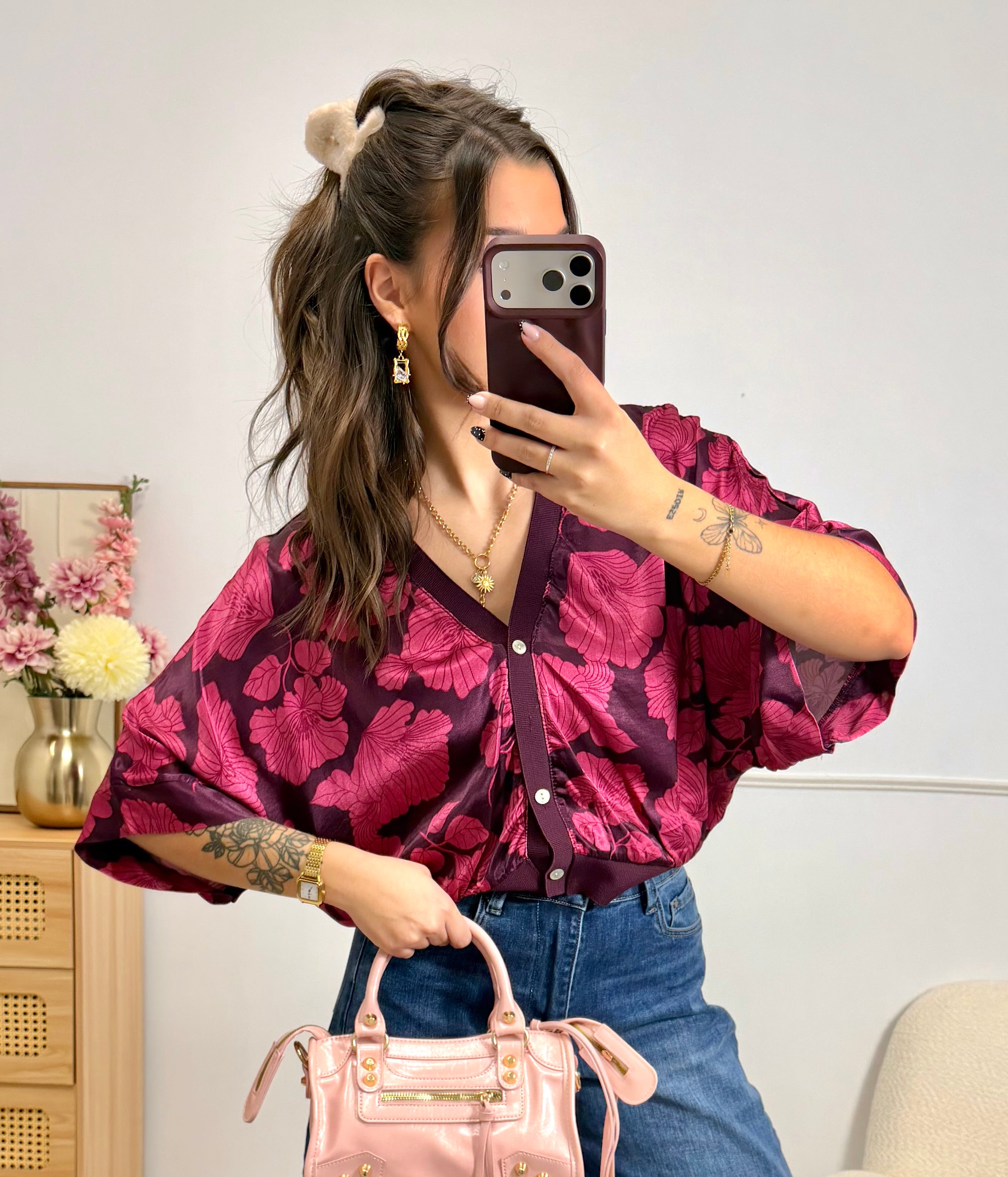 Gilet effet Soie Mauve