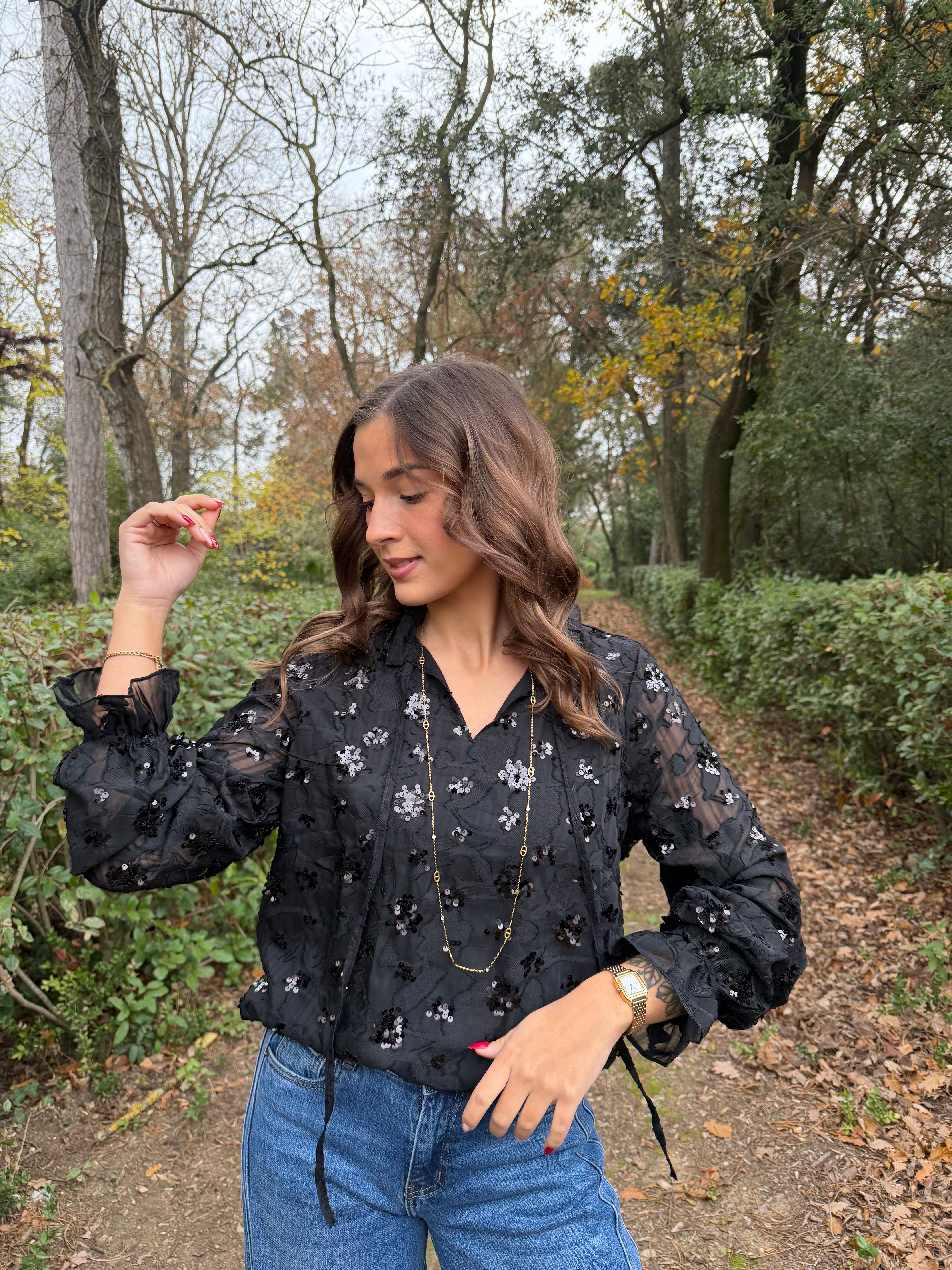 Blouse Sequins Noir