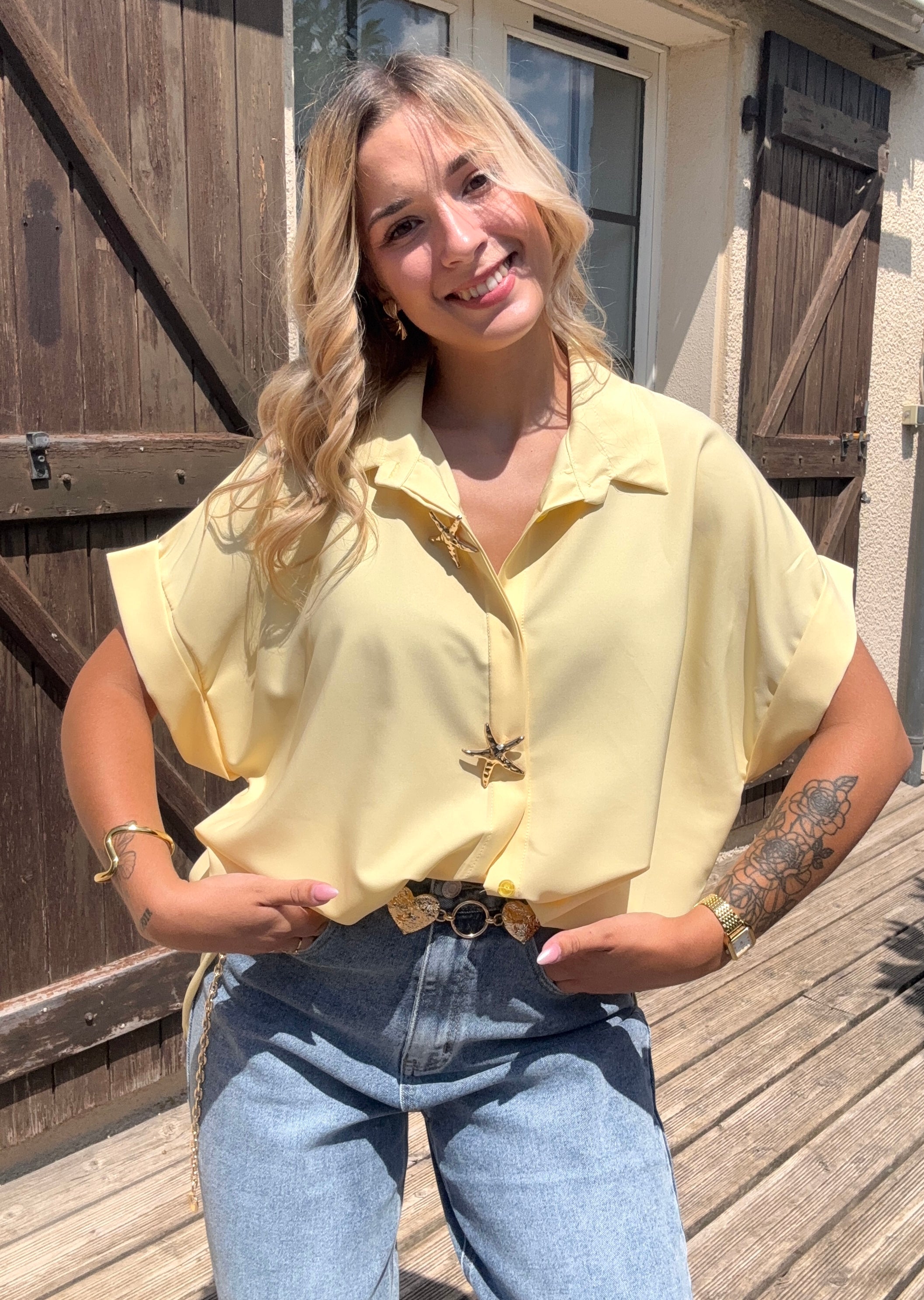 Chemise avec Broches Jaune