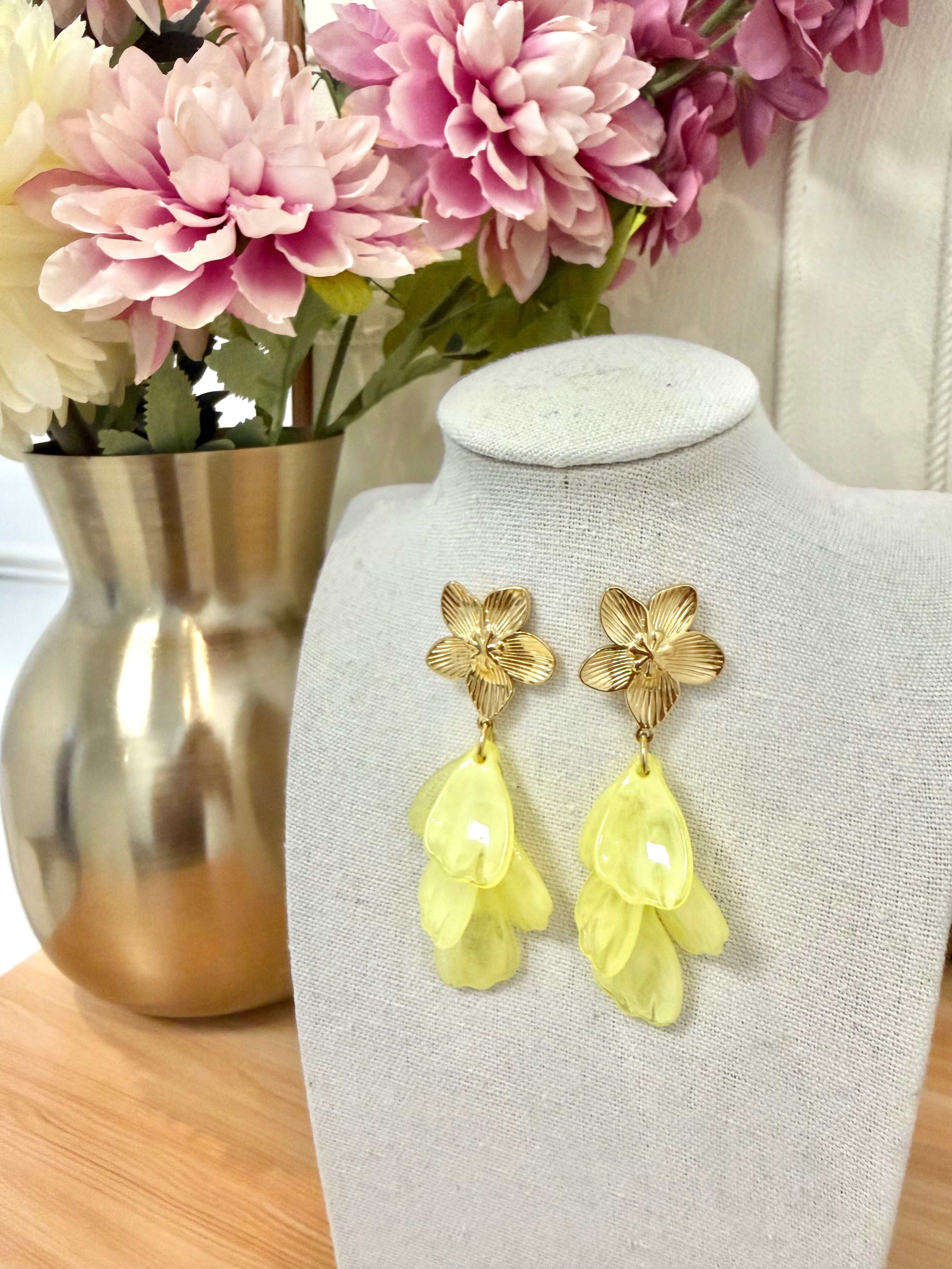 Boucles d’oreilles Pétales Jaune