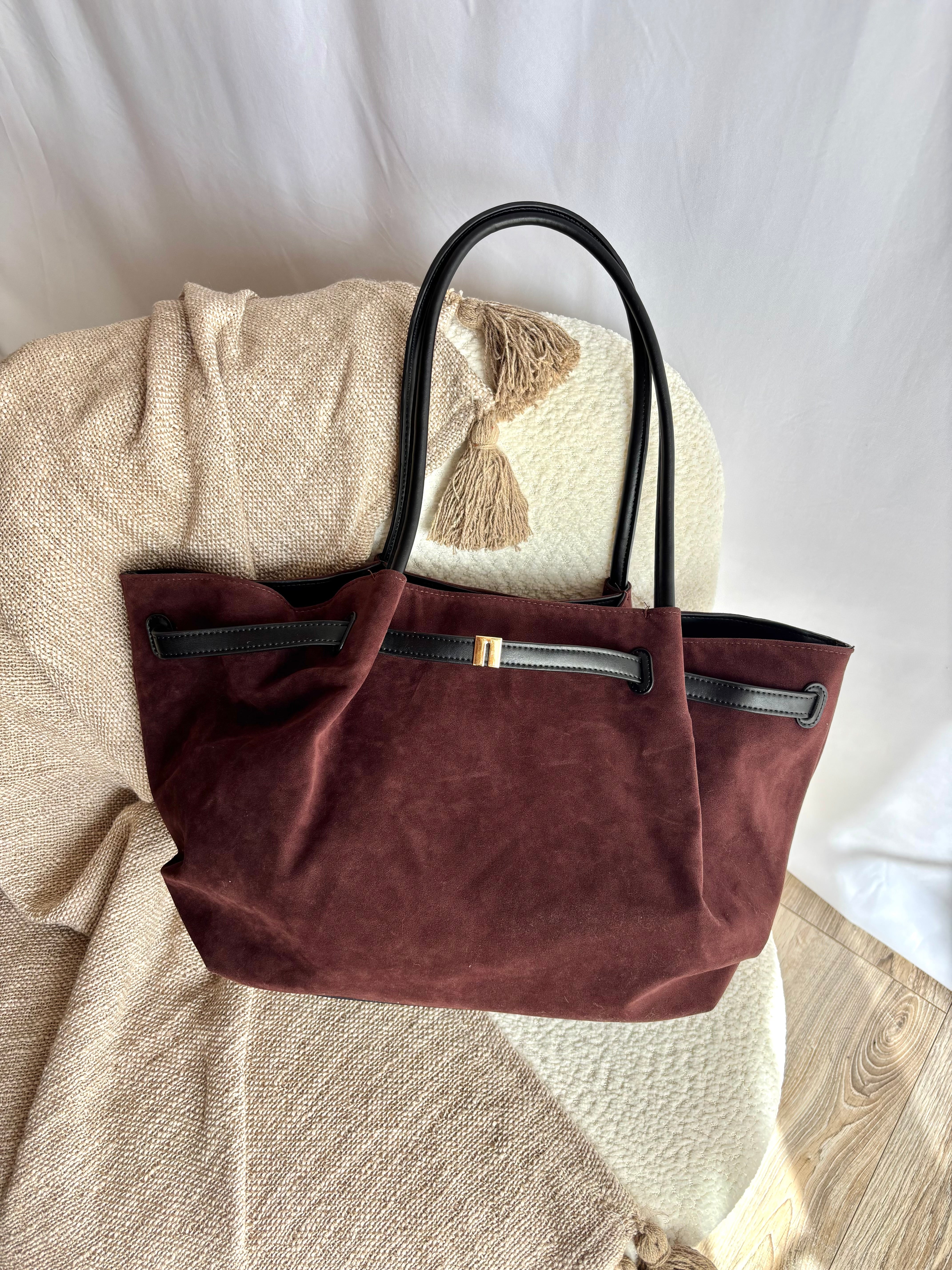 Sac Cabas effet daim Chocolat