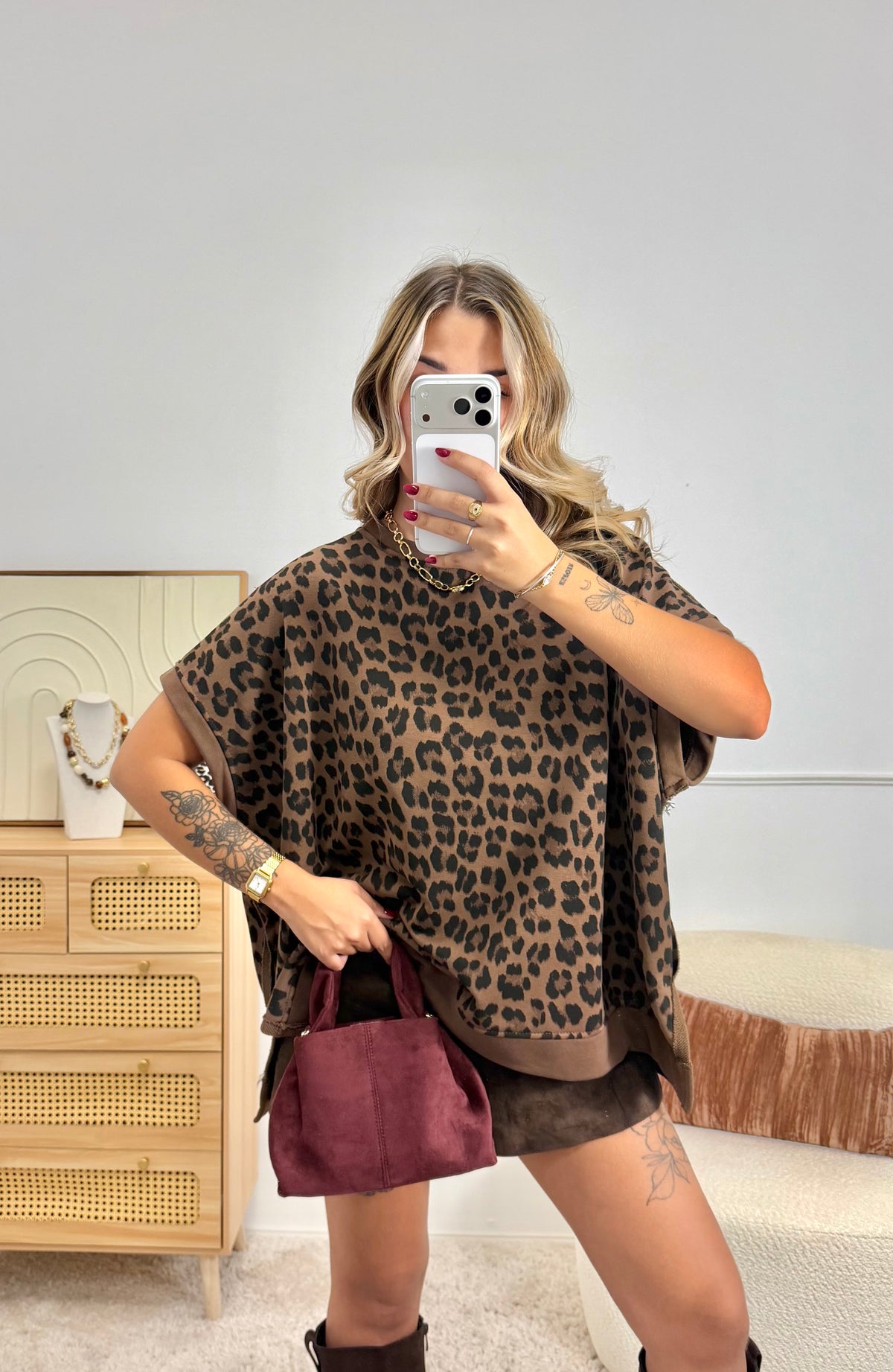 T-shirt Sweat léopard choco