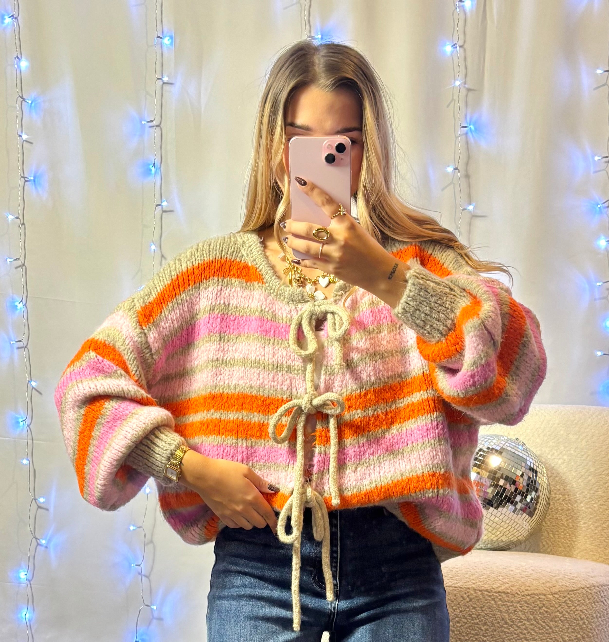 Gilet Noeud Rose & Orange