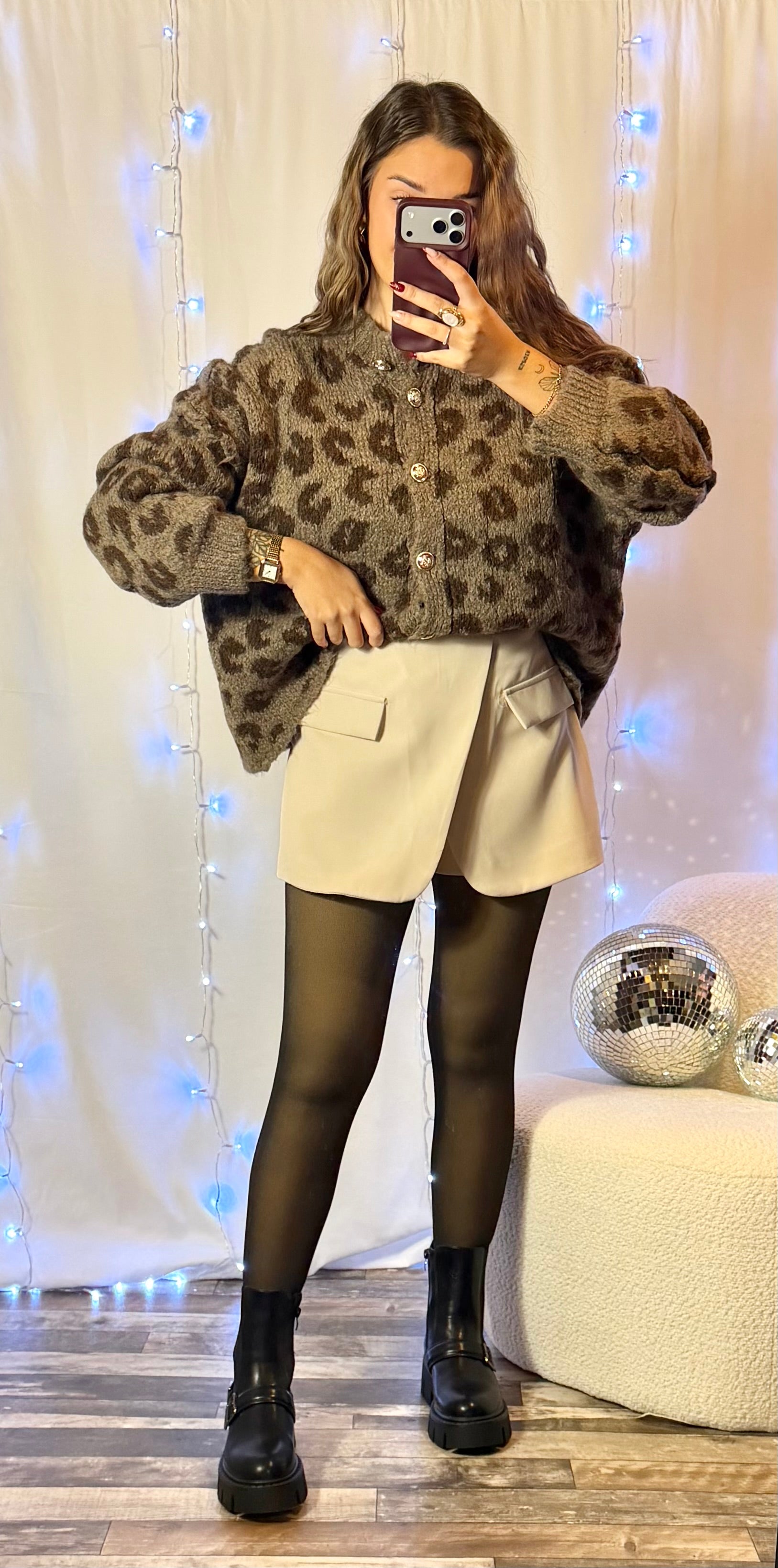 Gilet Léopard Marron clair & Chocolat