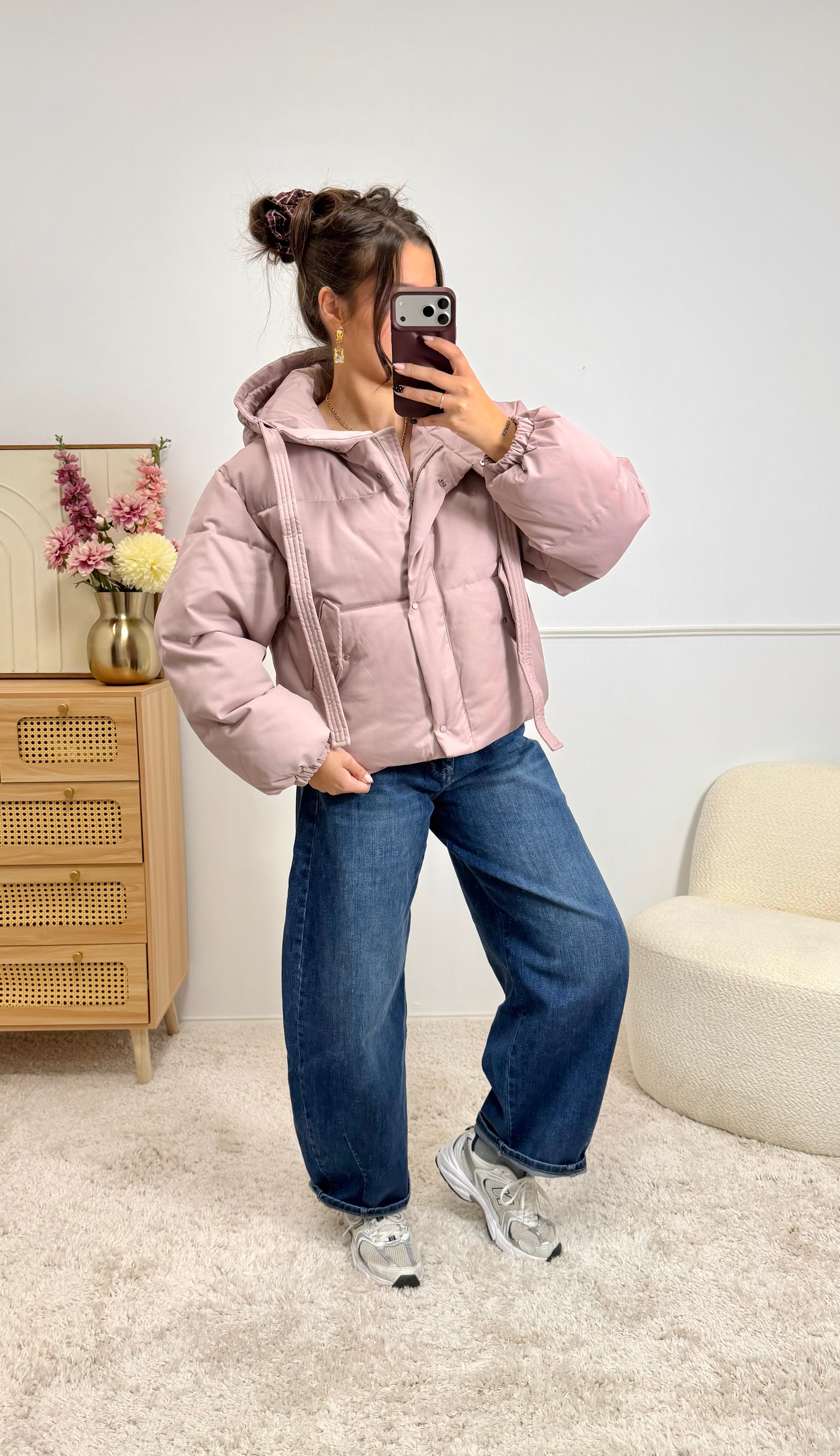 Doudoune à Capuche Vieux Rose