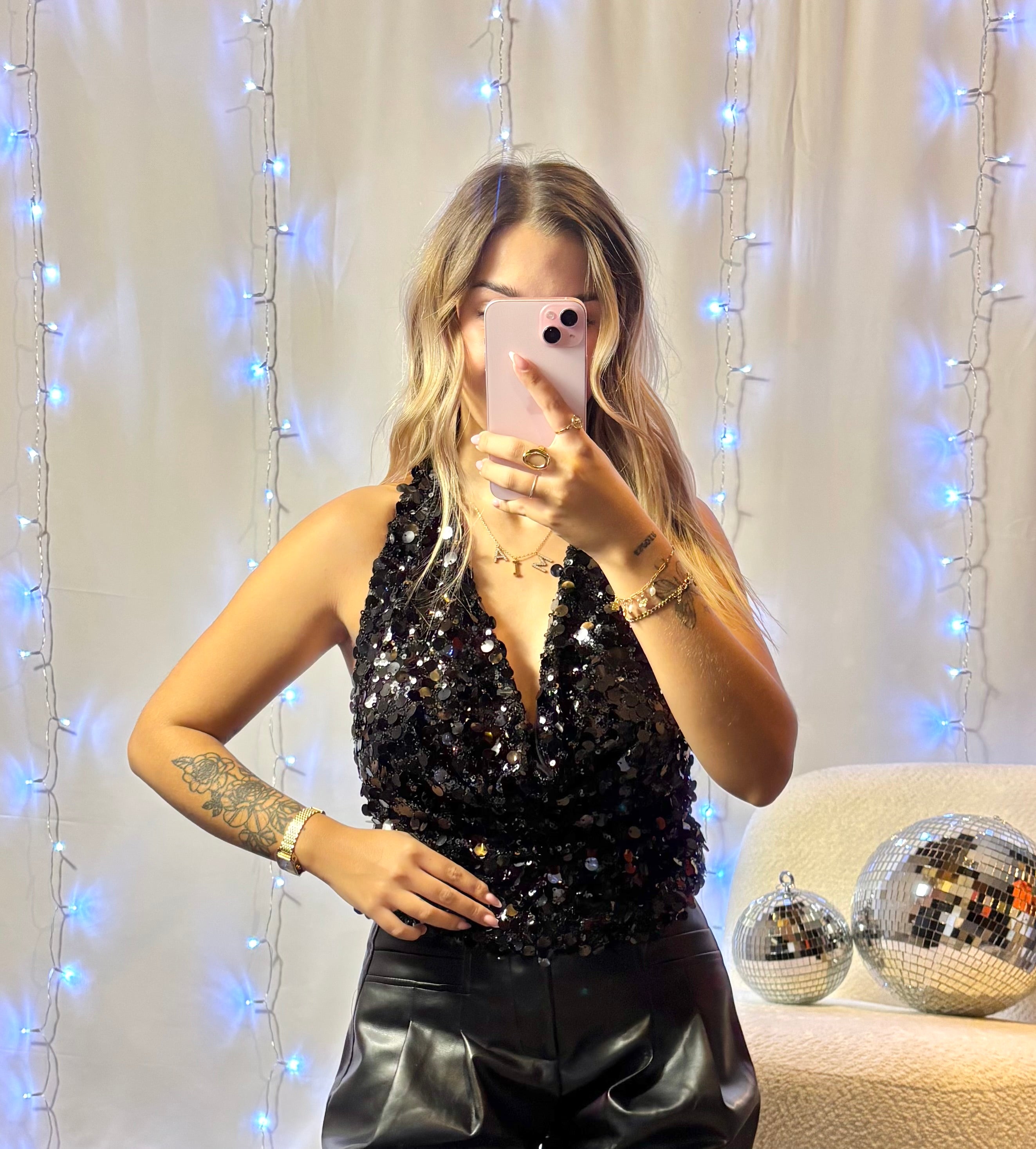 Top Sequin Noir