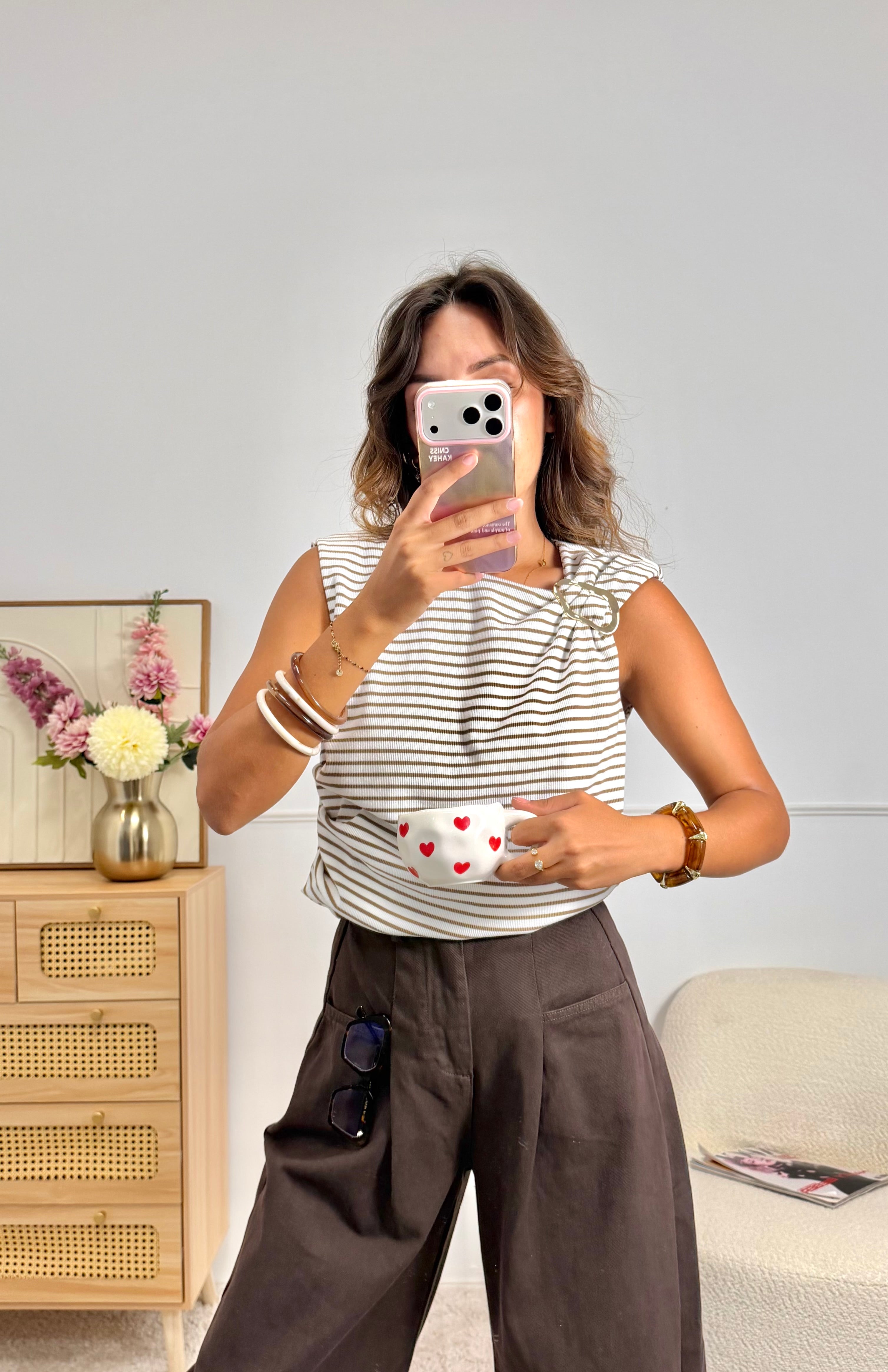 Top Bijoux & Rayures blanc