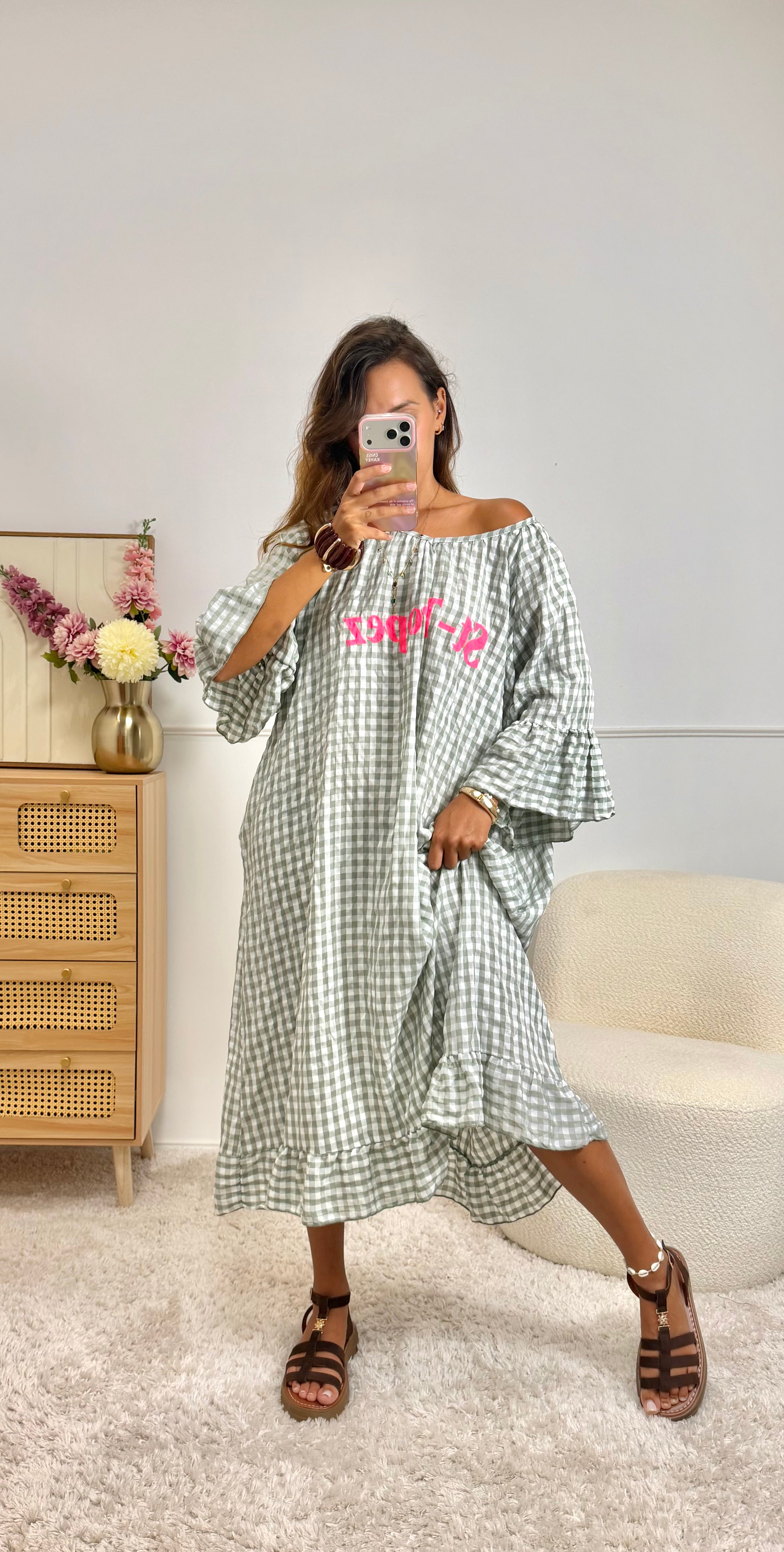 Robe Vichy ST TROPEZ kaki