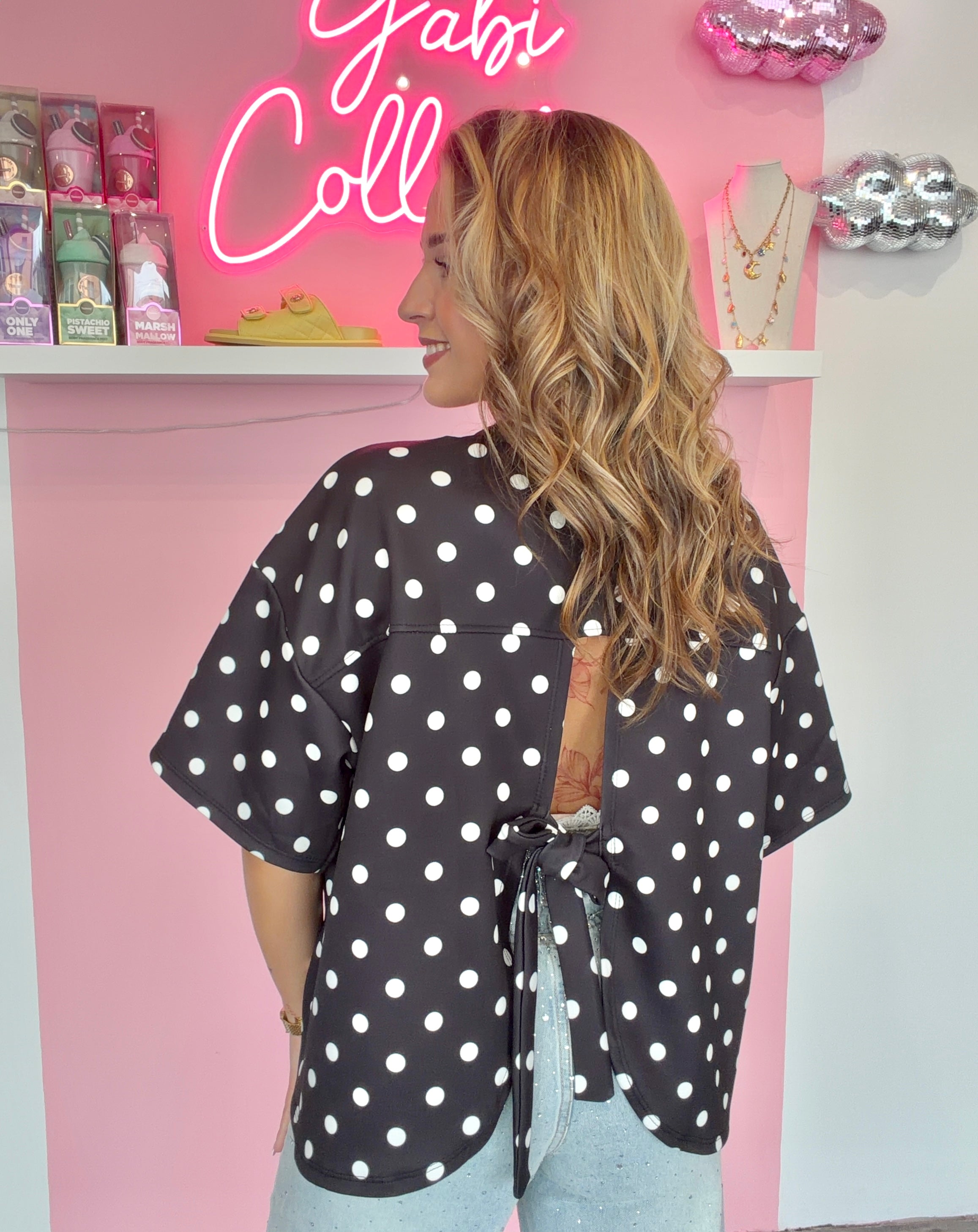 T-Shirt Pois Noeud Dos Noir