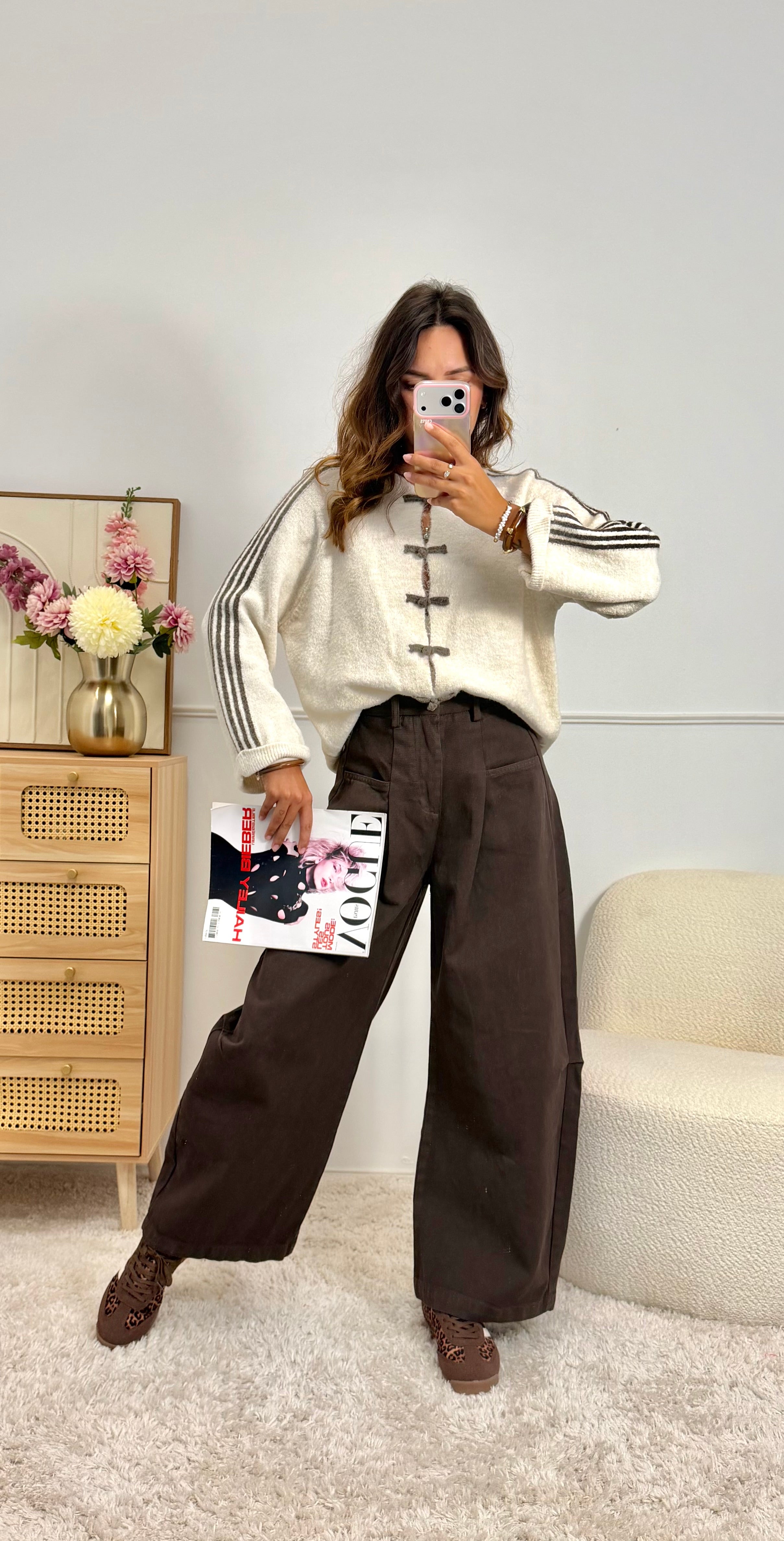 Gilet Bande beige & choco