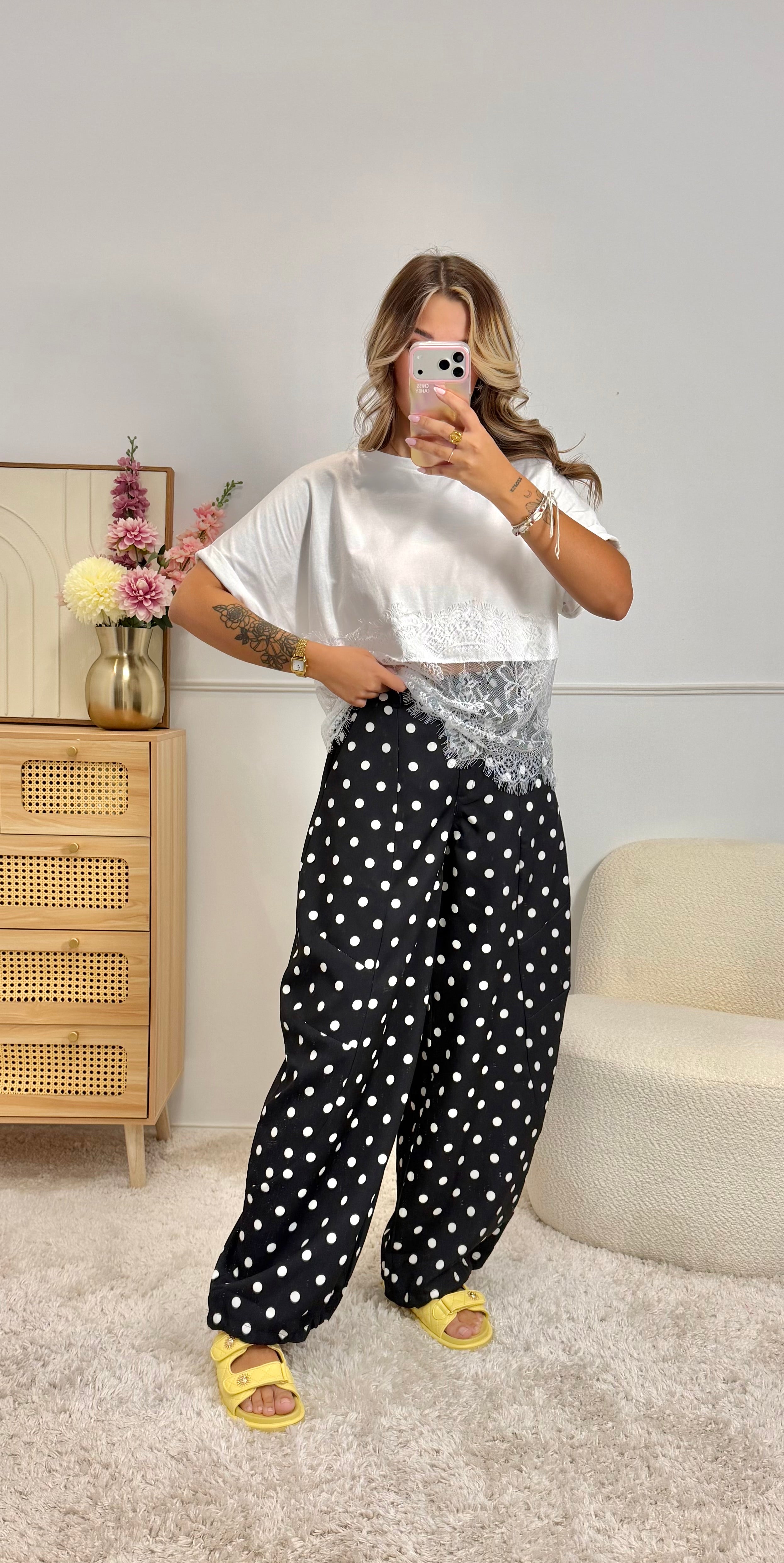 Pantalon Pois noir